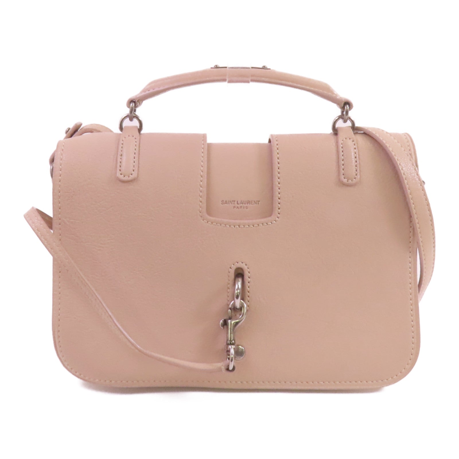 SAINT LAURENT 【激減優惠】牛皮皮革2Way Shoulder Bag銀扣手挽肩背兩用袋