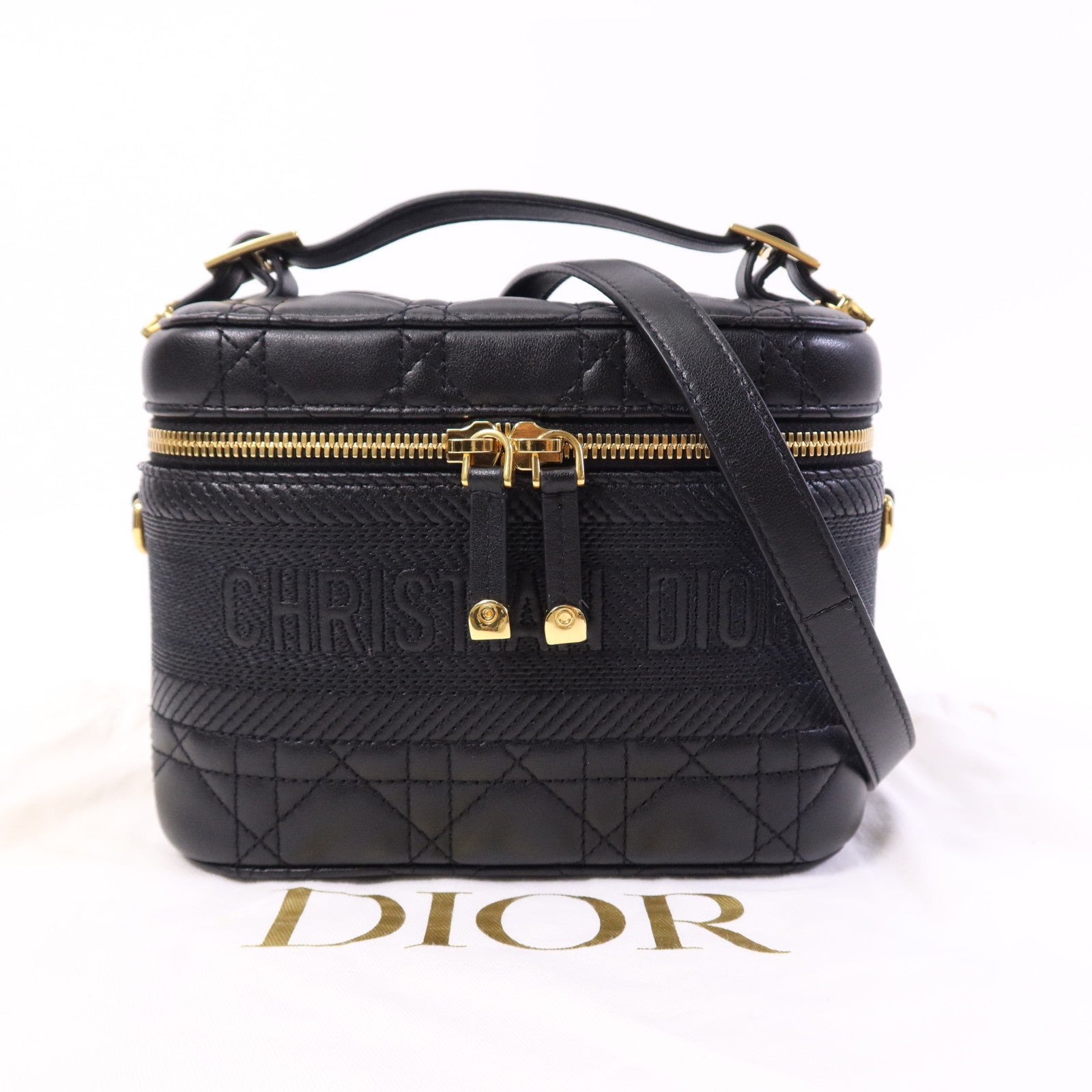 Dior 【激減優惠】牛皮皮革Travel Vanity金扣手挽肩背兩用袋