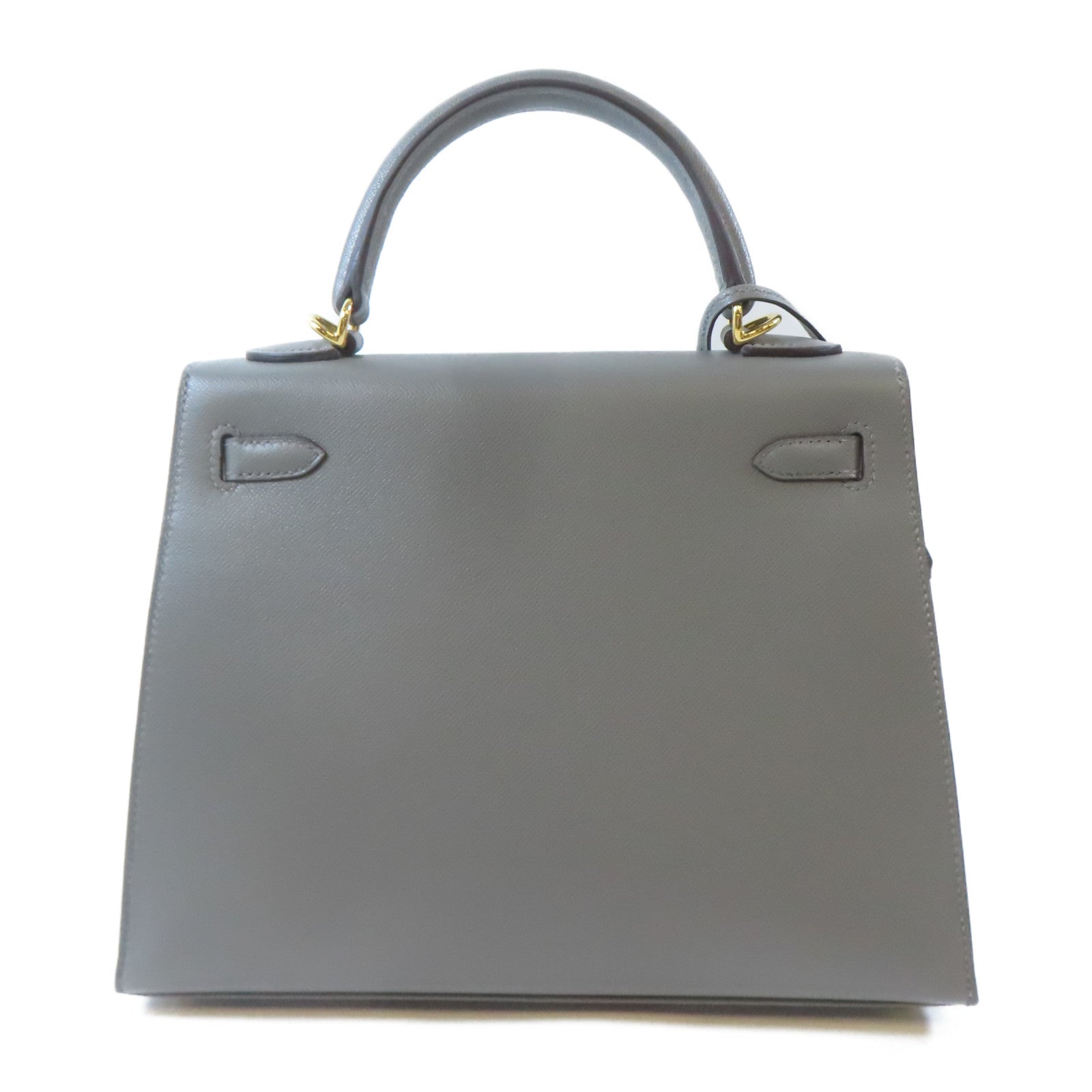 HERMES Madame皮革Kelly 25金扣手挽肩背兩用袋Gris Meyer灰色