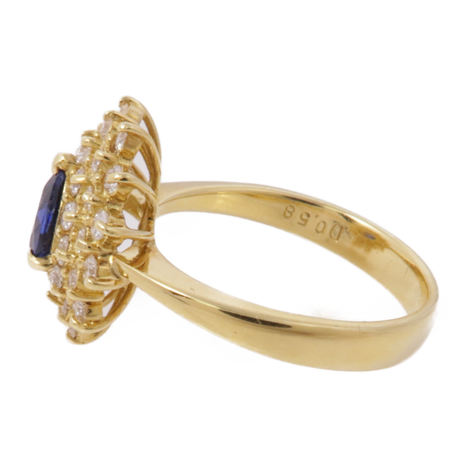 JEWELRY 【激減優惠】18K黃金Sapphire Diamond Ring藍寶石/鑽石戒指US#6