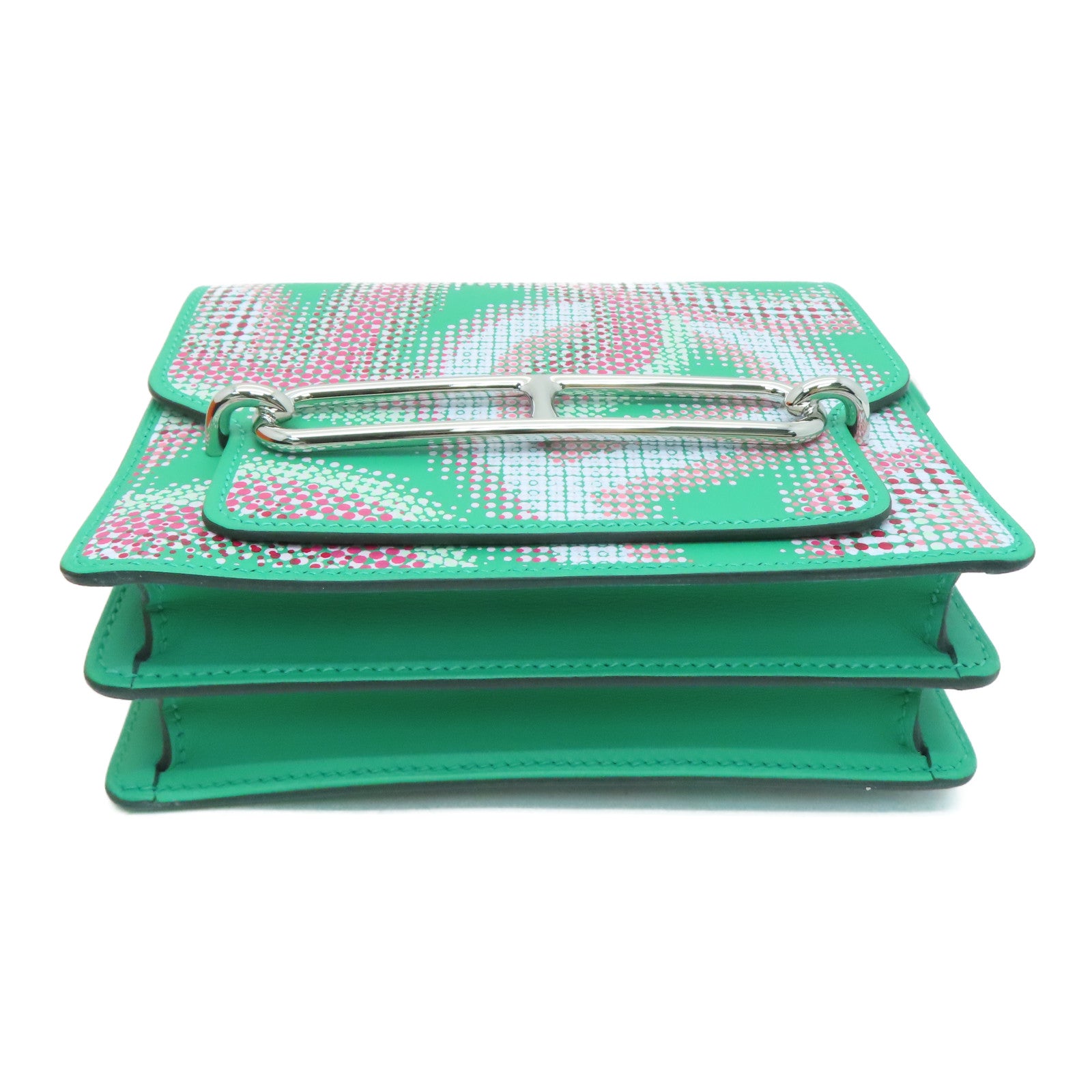 HERMES [Sharp Discount] Swift Leather Mini Roulis Circuit Shoulder Silver Buckle Shoulder Bag Green