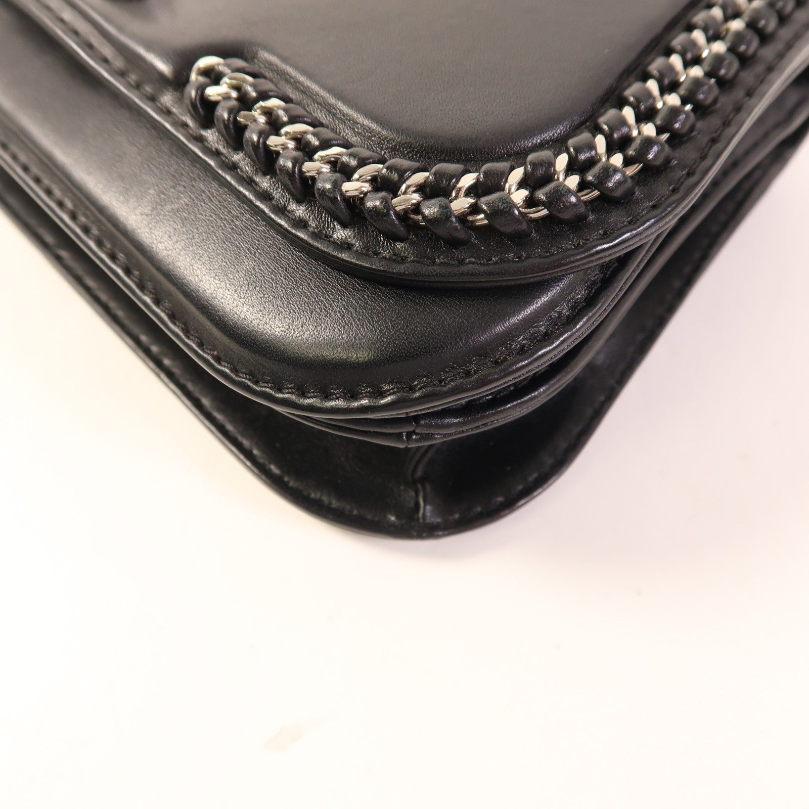 CHANEL CC SHW Chain Shoulder Bag Lambskin Leather Black