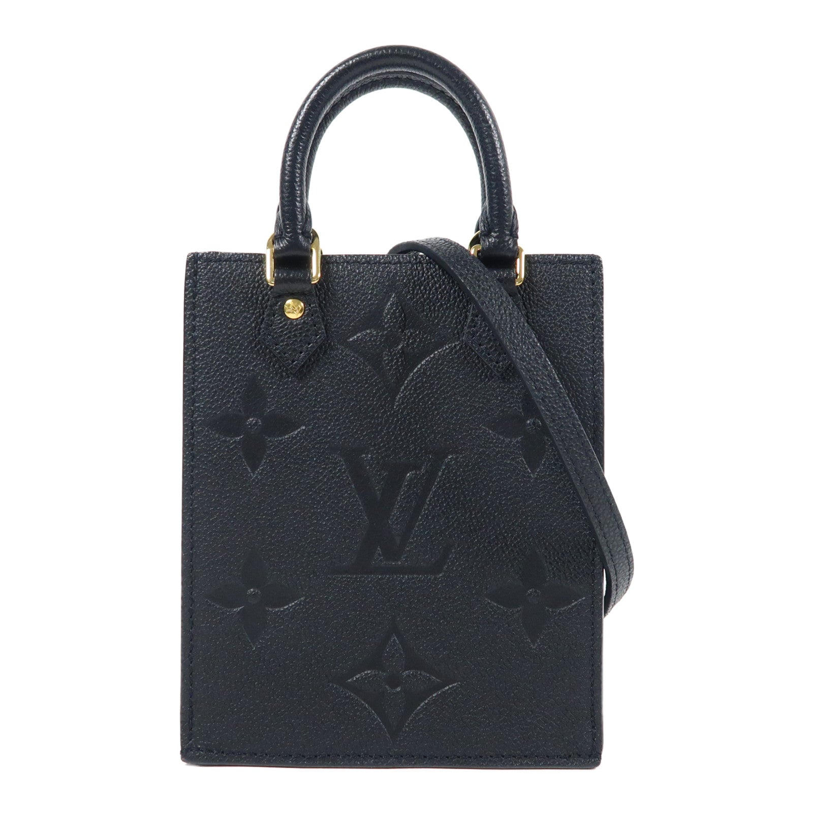 LOUIS VUITTON Monogram Empreinte Petit Sac Plat金扣手挽肩背兩用袋