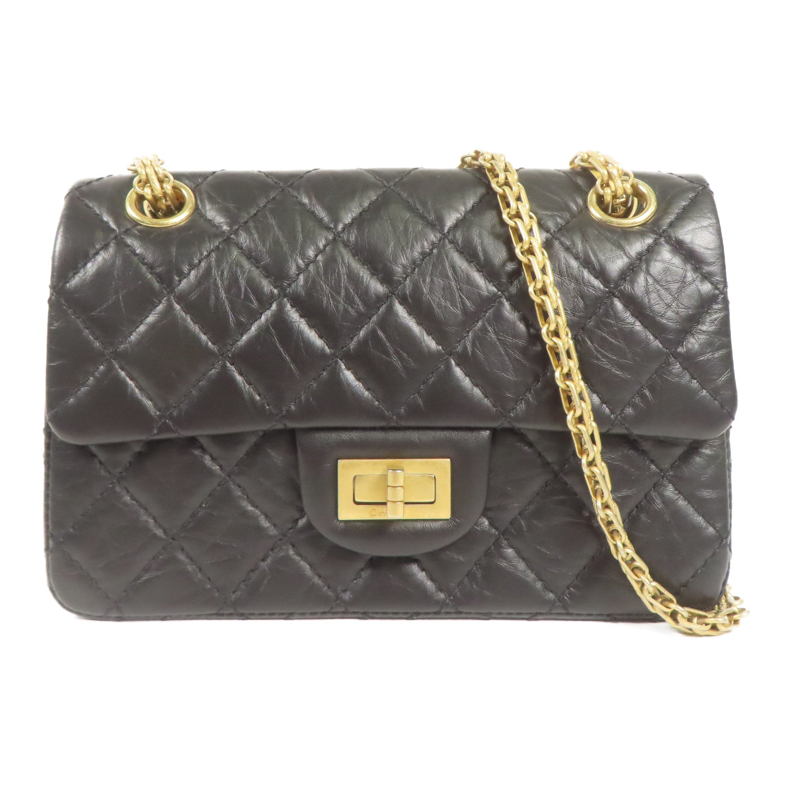 CHANEL 【激減優惠】牛皮皮革2.55 Mini金扣鏈帶肩背袋