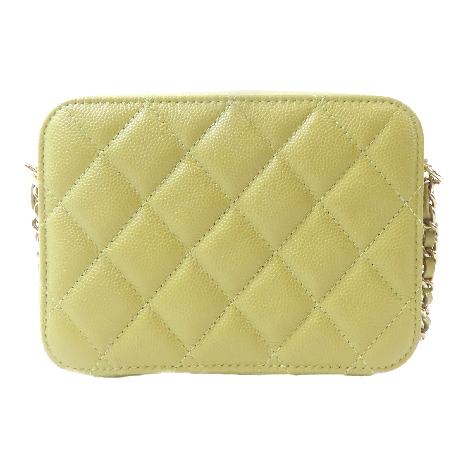 CHANEL 【激減優惠】菱格牛皮皮革Chain Shoulder金扣鏈帶肩背袋淺綠色