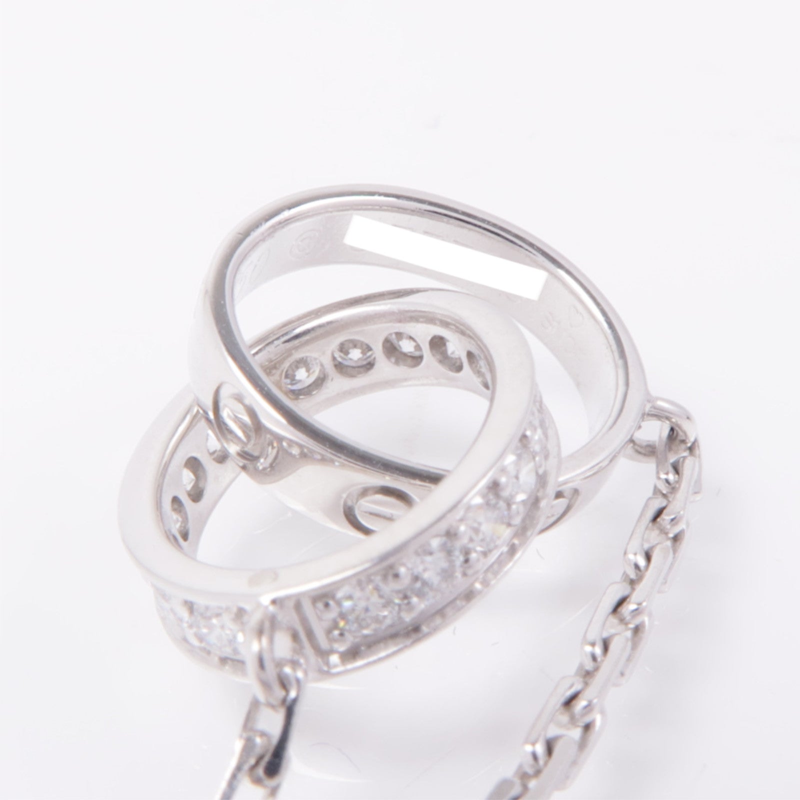 CARTIER 18K白金Love Necklace Semi Paved鑽石項鍊