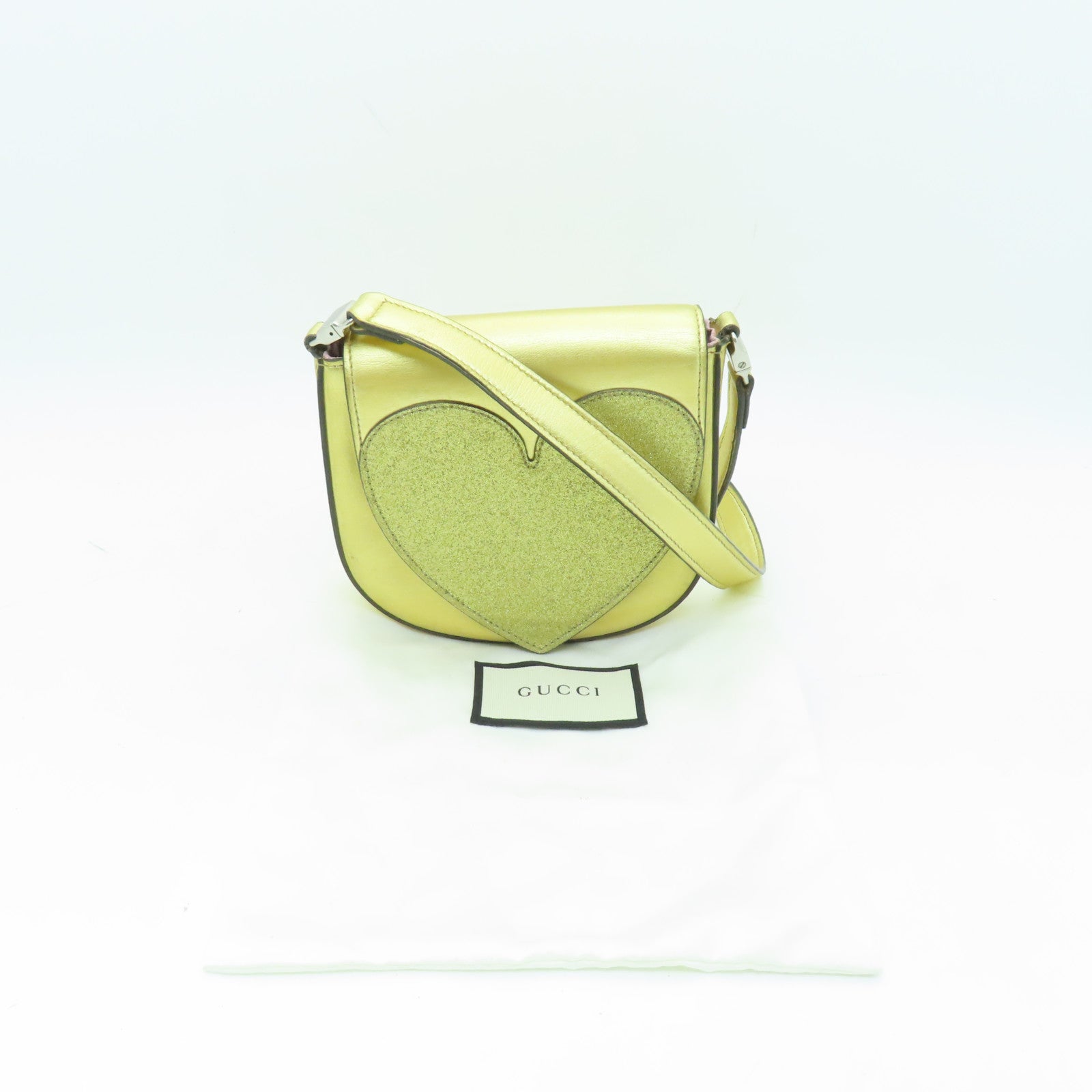 GUCCI 【清倉大減價】皮革Shoulder Bag銀扣肩背袋金色