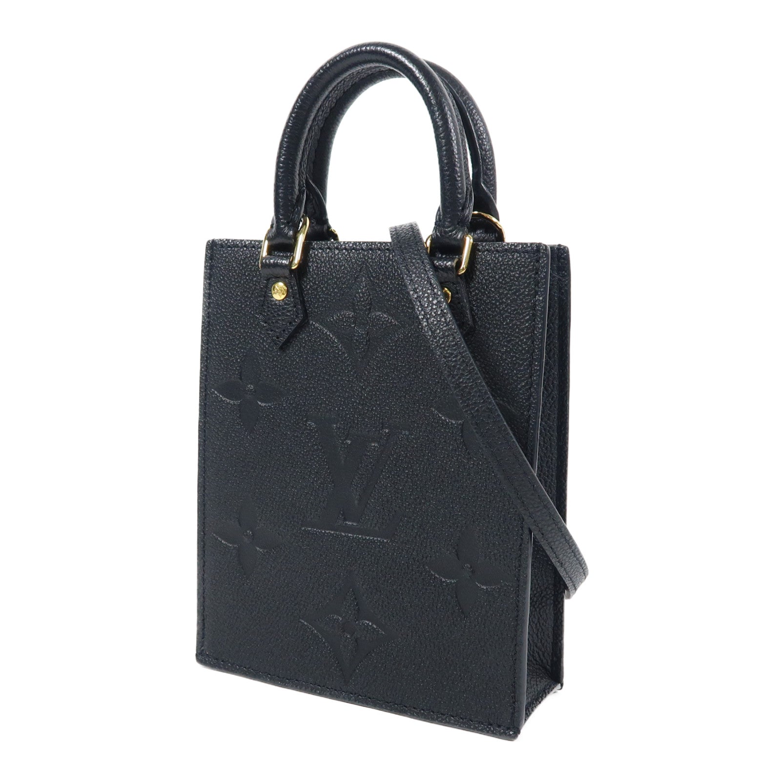 LOUIS VUITTON Monogram Empreinte Petit Sac Plat金扣手挽肩背兩用袋