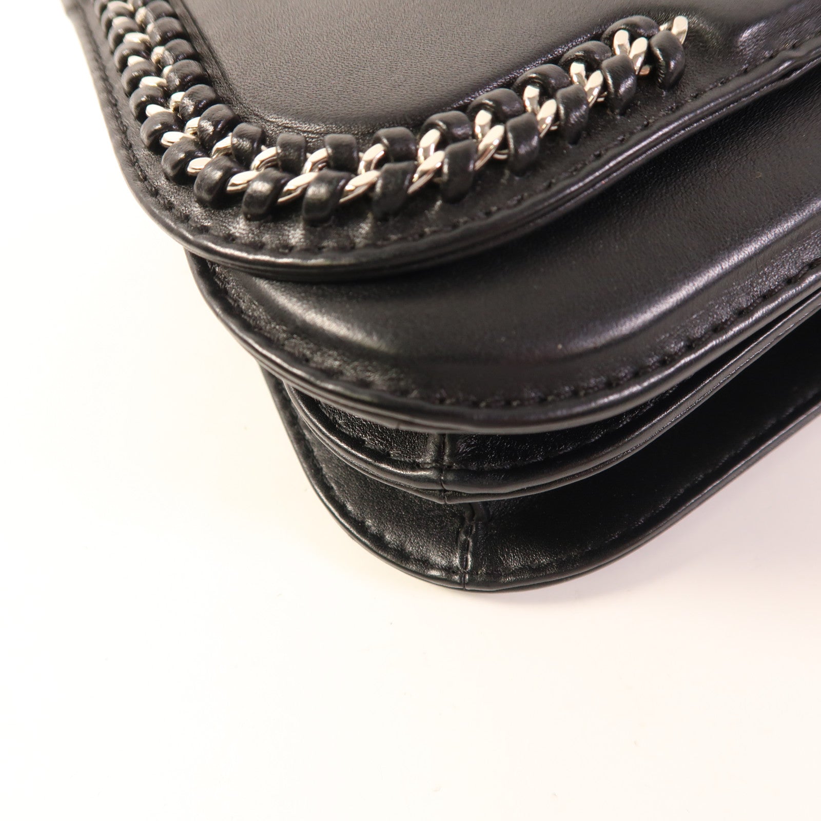 CHANEL CC SHW Chain Shoulder Bag Lambskin Leather Black
