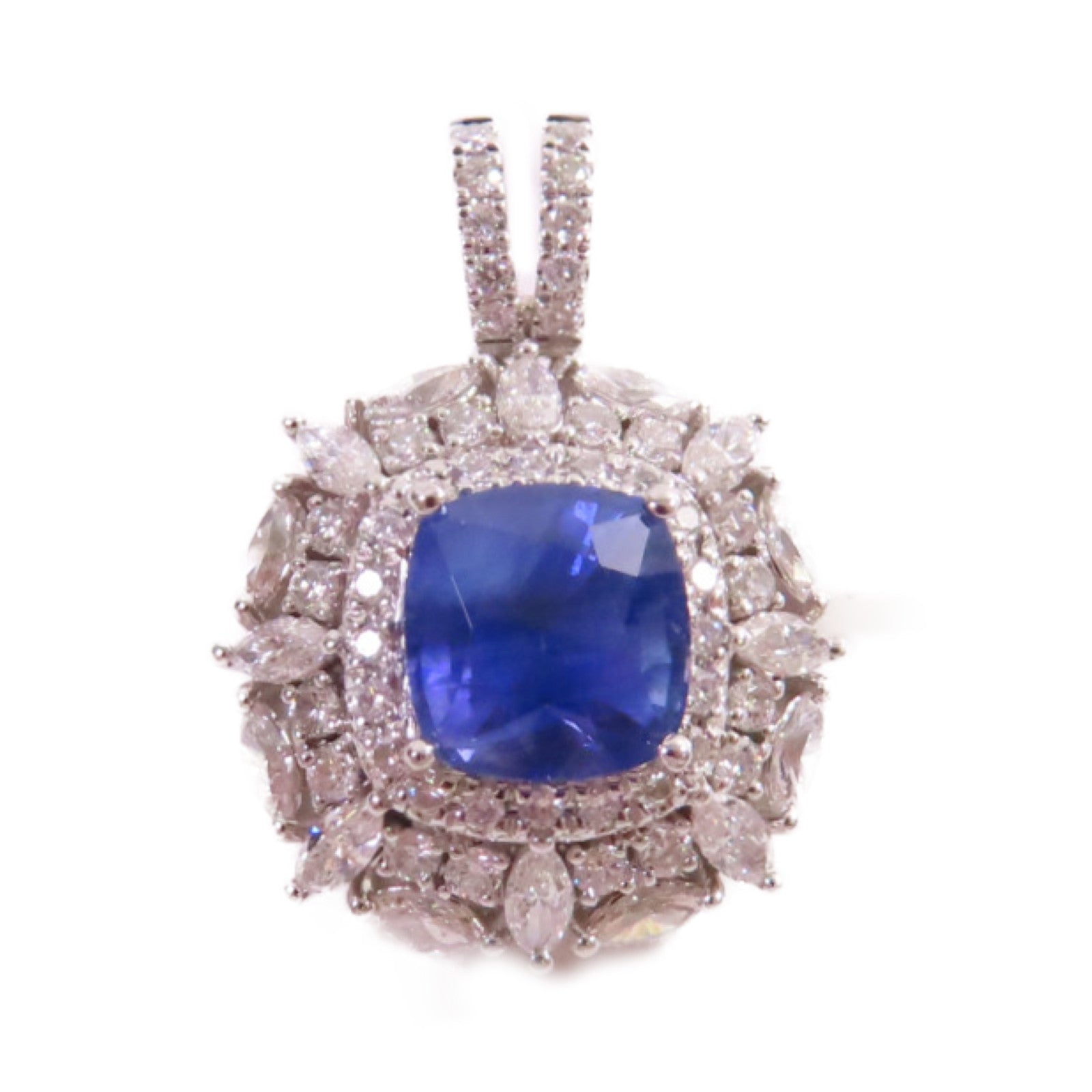 JEWELRY 18K白金/0.88ct/2.10ct鑽石Sapphire Diamond Pendant Top吊墜頭扣