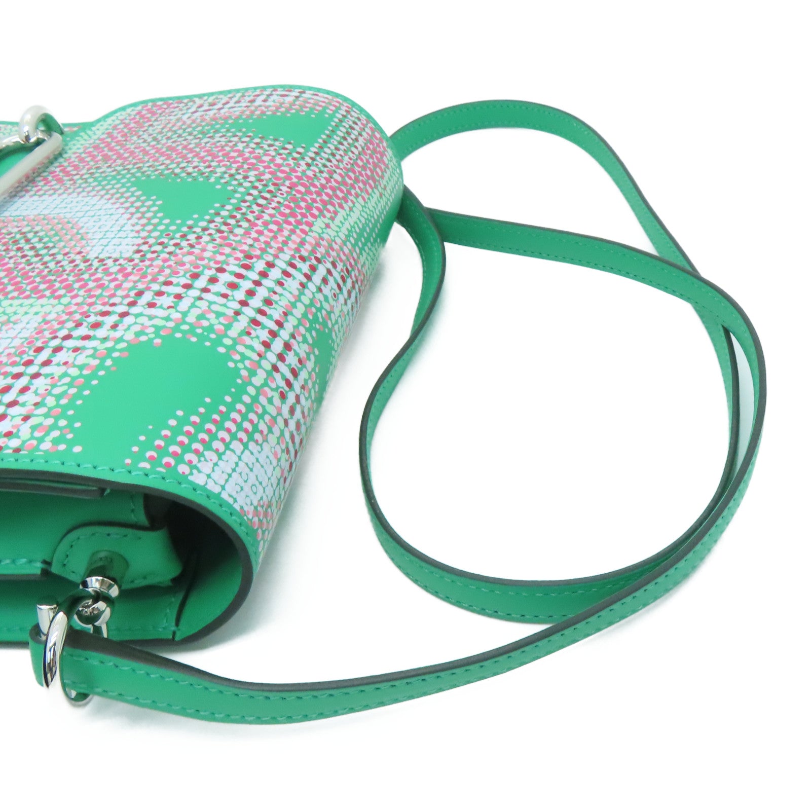 HERMES [Sharp Discount] Swift Leather Mini Roulis Circuit Shoulder Silver Buckle Shoulder Bag Green