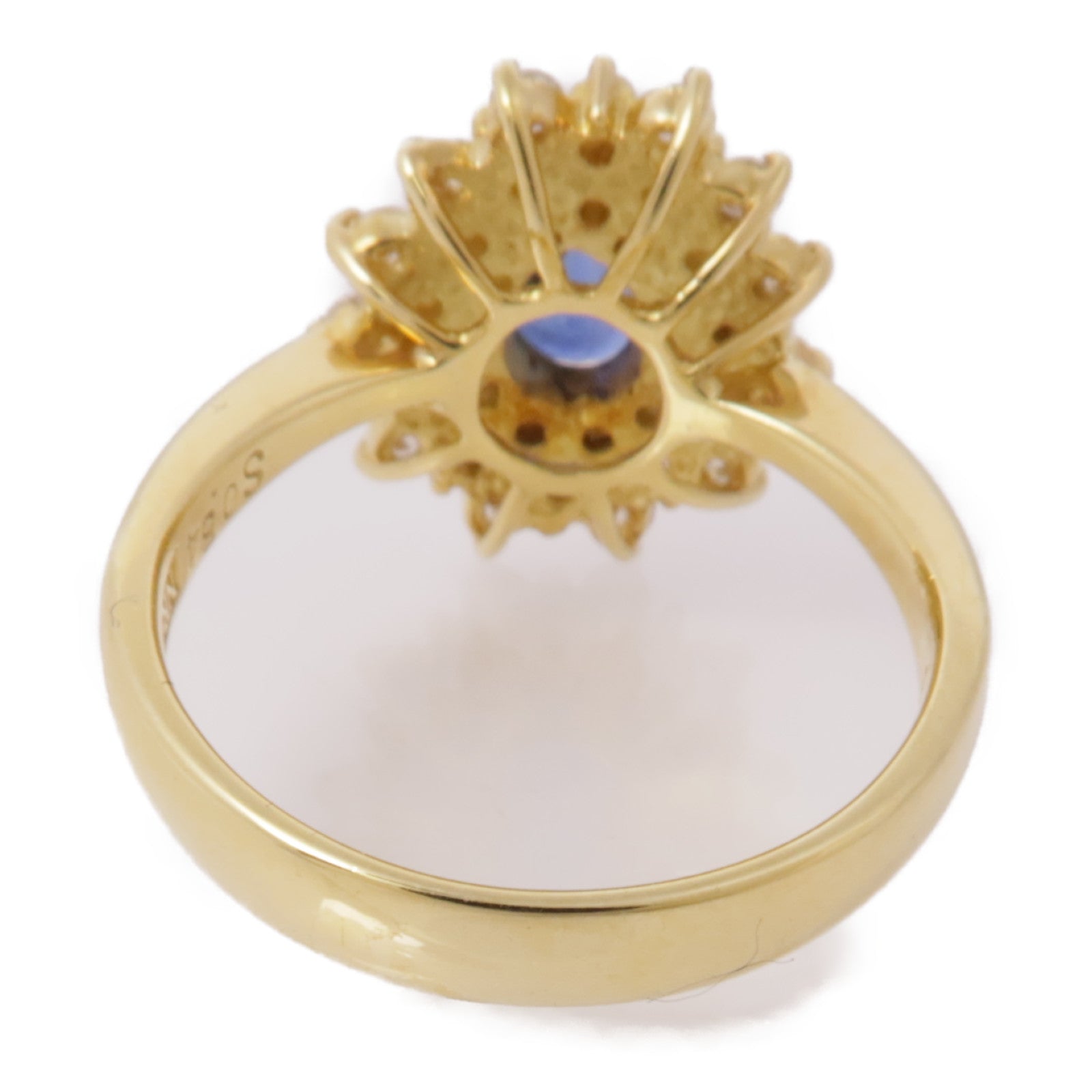 JEWELRY 【激減優惠】18K黃金Sapphire Diamond Ring藍寶石/鑽石戒指US#6