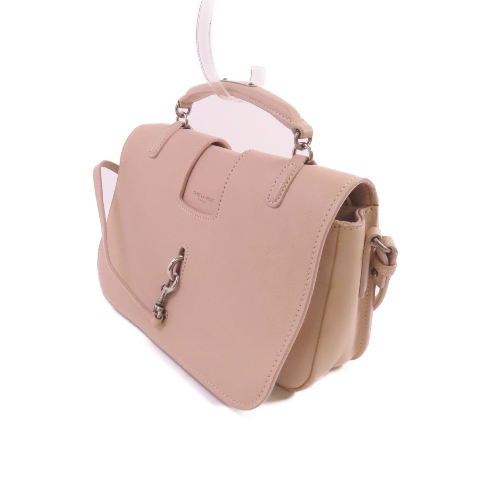 SAINT LAURENT 【激減優惠】牛皮皮革2Way Shoulder Bag銀扣手挽肩背兩用袋