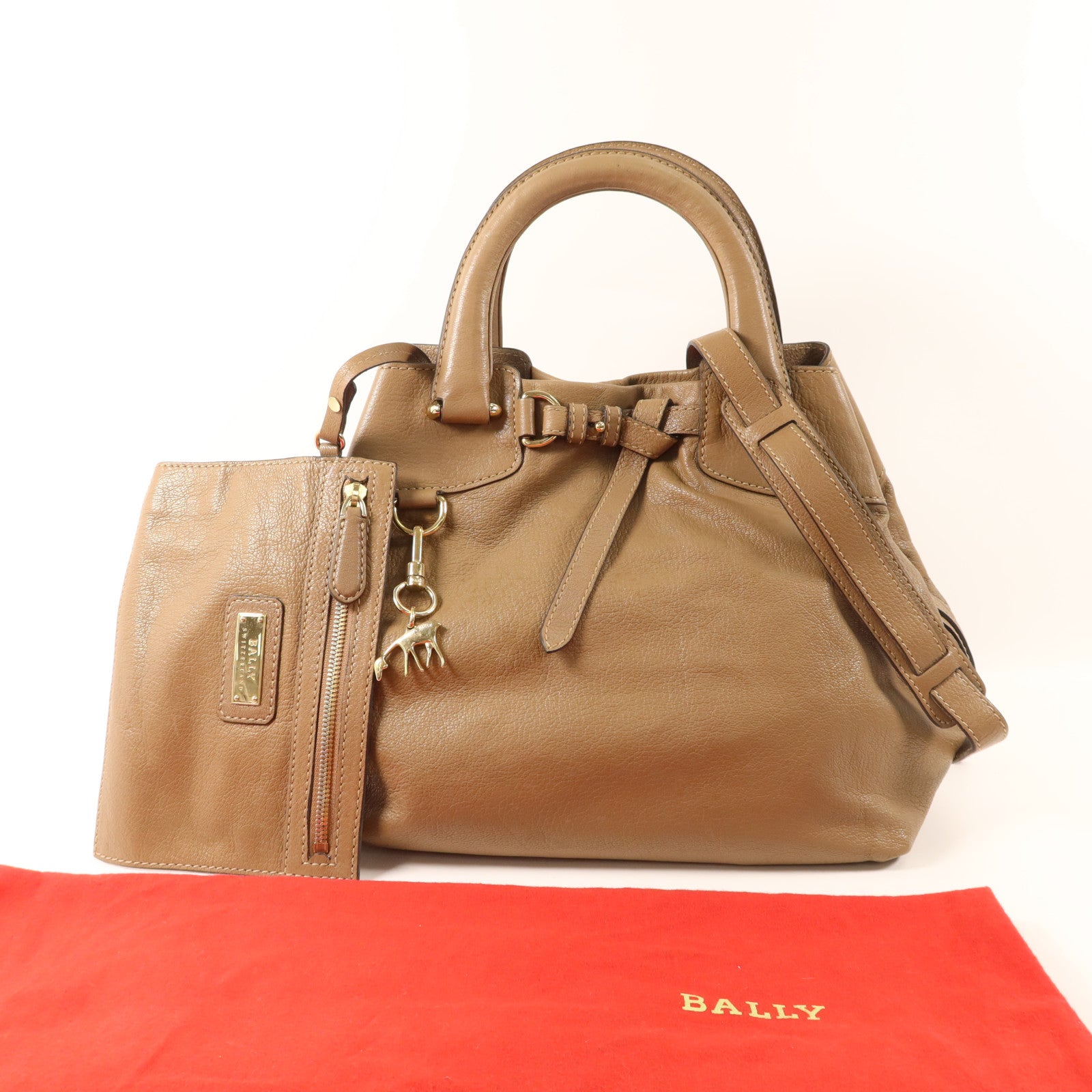 BALLY 牛皮皮革2 Way Shoulder Bag金扣手挽肩背兩用袋