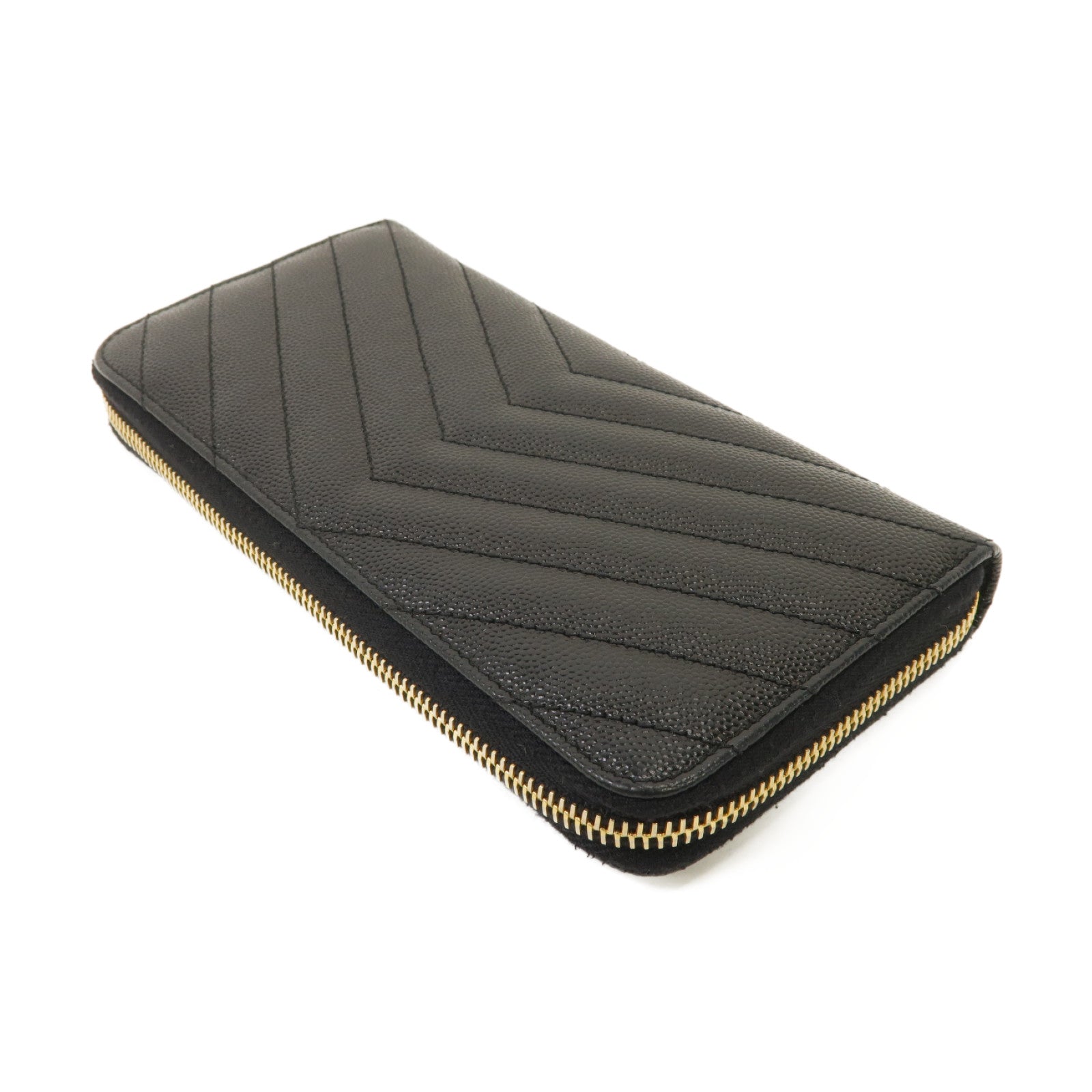 SAINT LAURENT 牛皮皮革Long Wallet金扣長錢包黑色