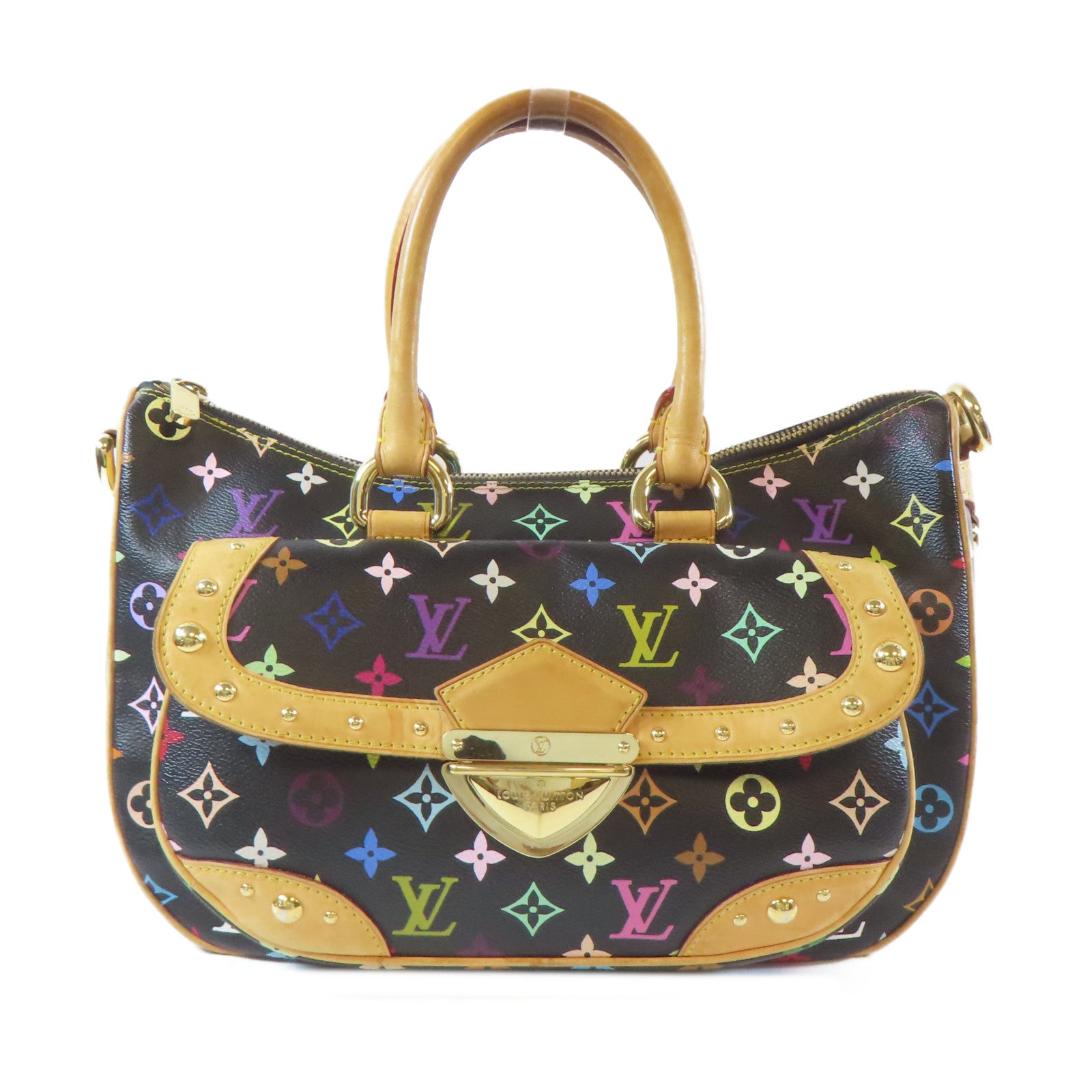 LOUIS VUITTON 【清倉大減價】Monogram Multicolore Rita金扣手挽袋黑色/彩色