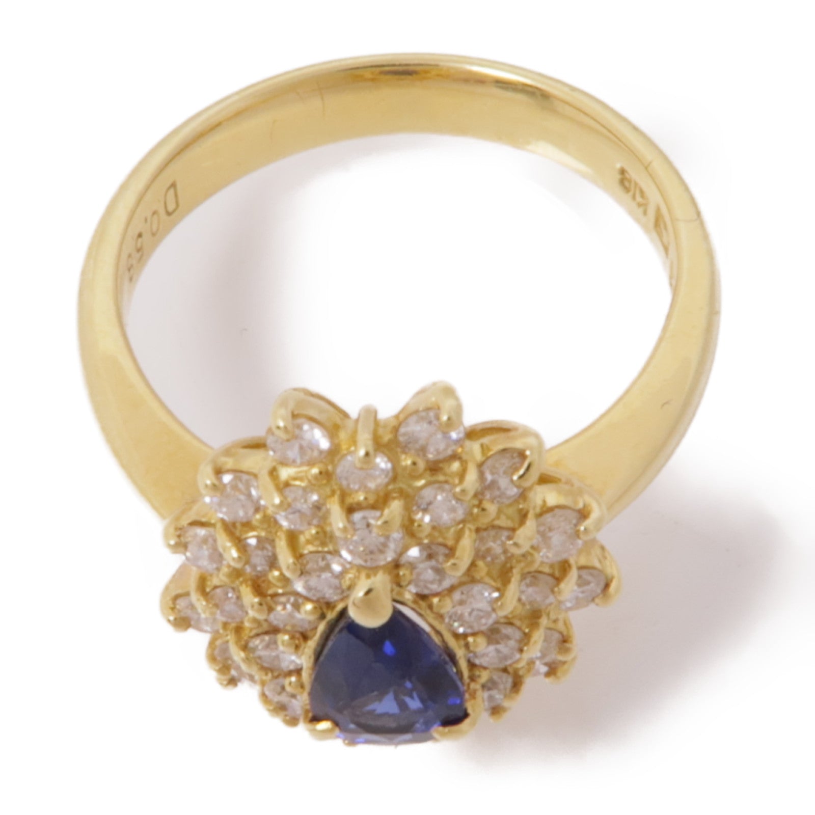JEWELRY 【激減優惠】18K黃金Sapphire Diamond Ring藍寶石/鑽石戒指US#6