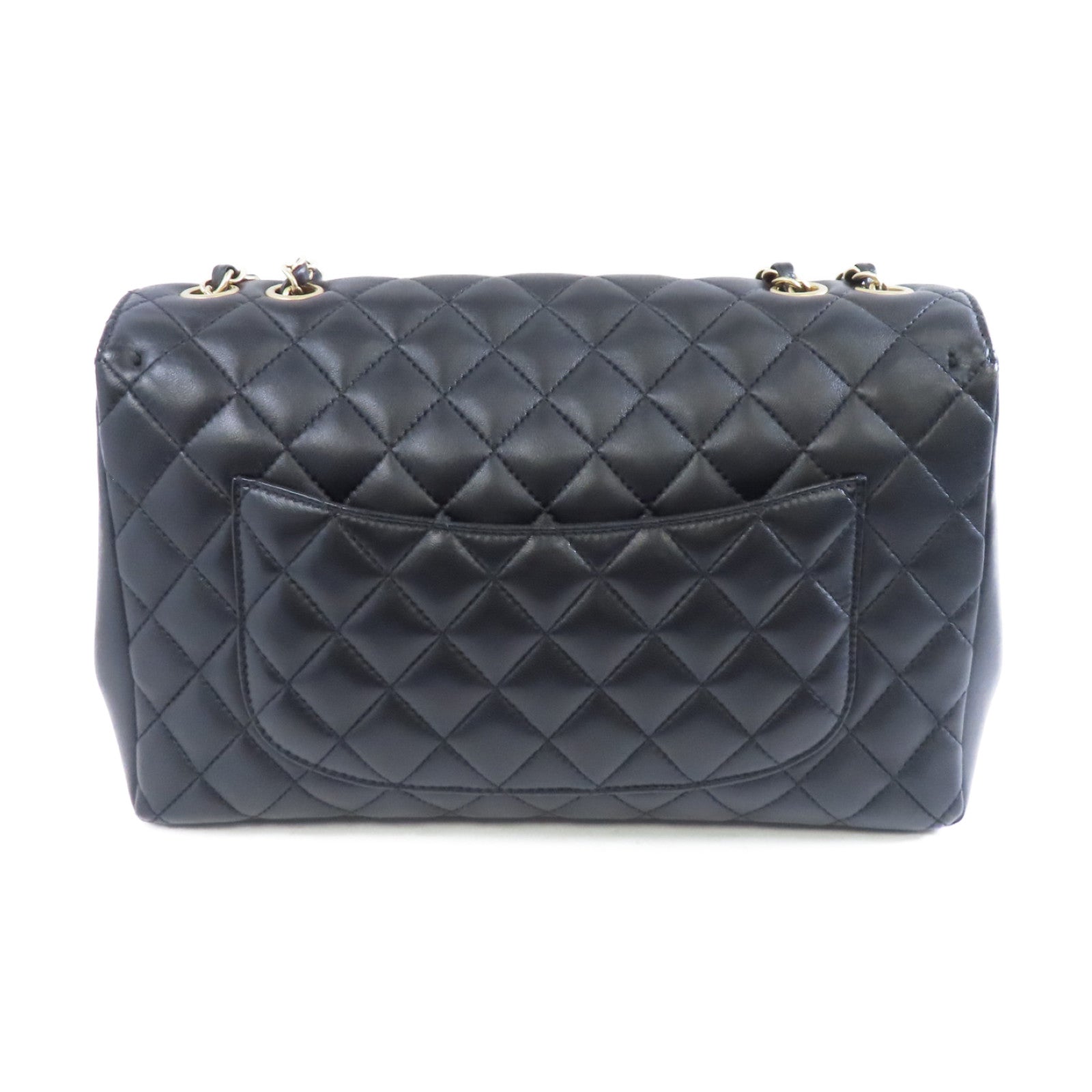 CHANEL 菱格牛皮皮革Chain Shoulder Bag金扣鏈帶肩背袋黑色