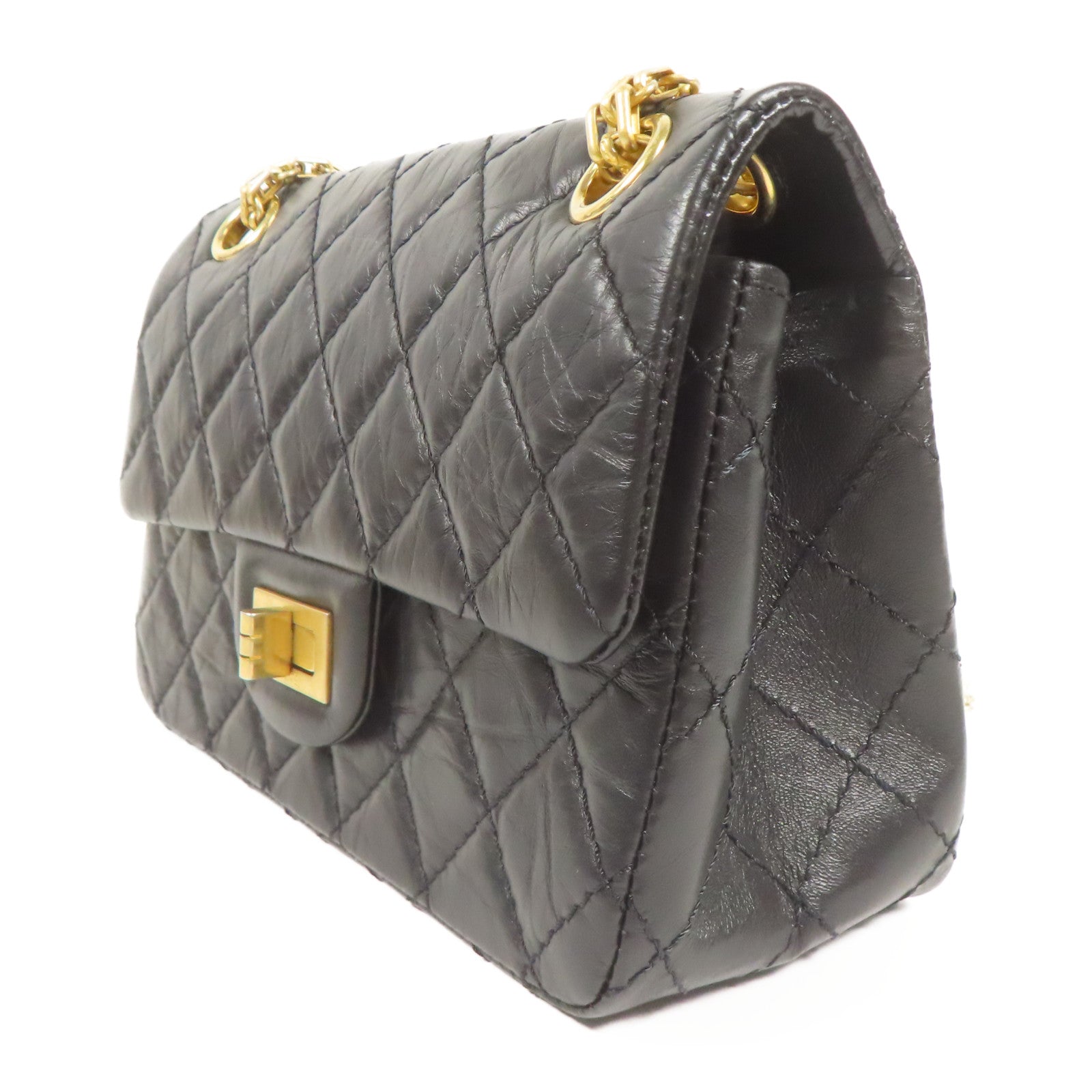 CHANEL 牛皮皮革2.55 Mini金扣鏈帶肩背袋