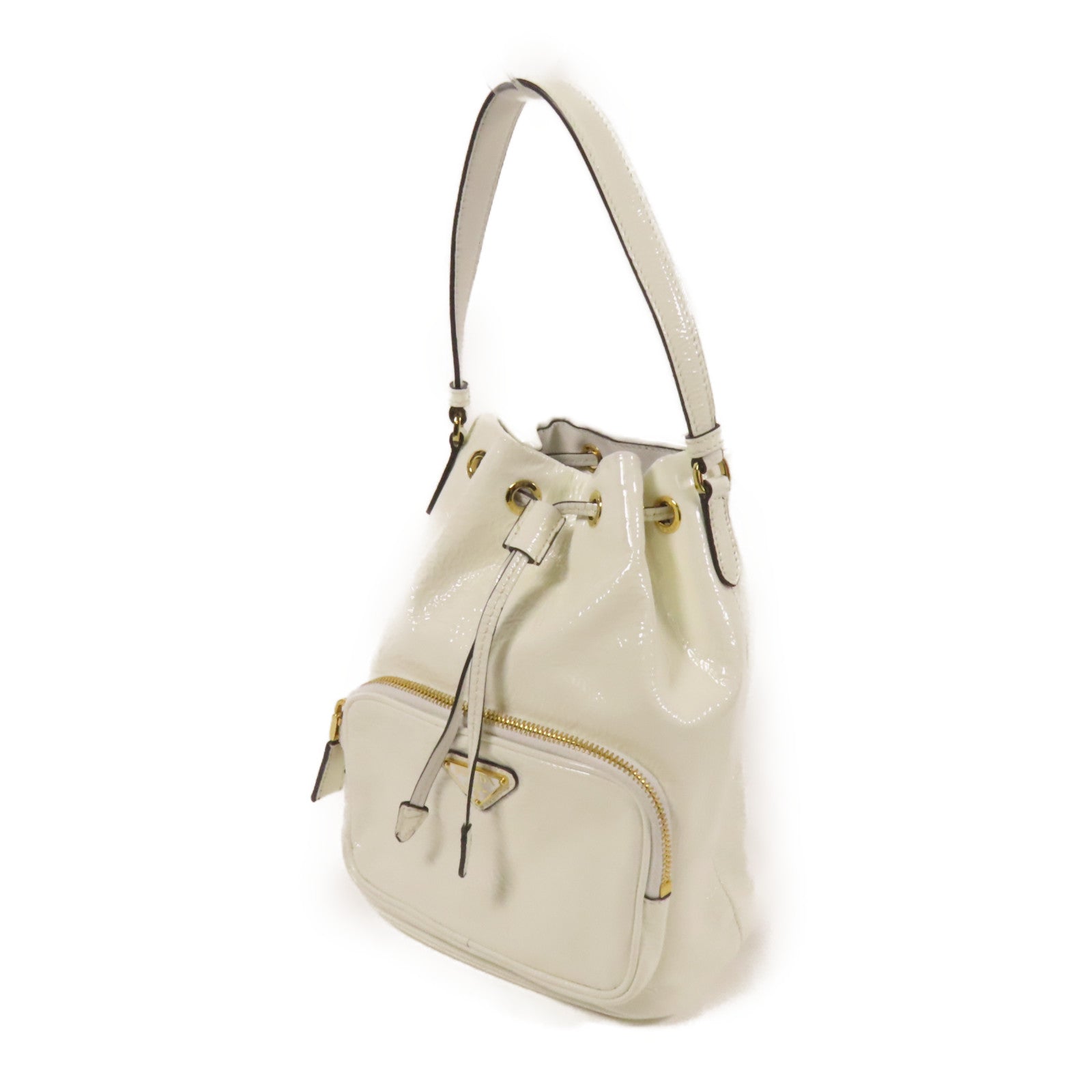 PRADA 漆皮皮革Duet NaplakBag金扣手挽肩背袋兩用袋