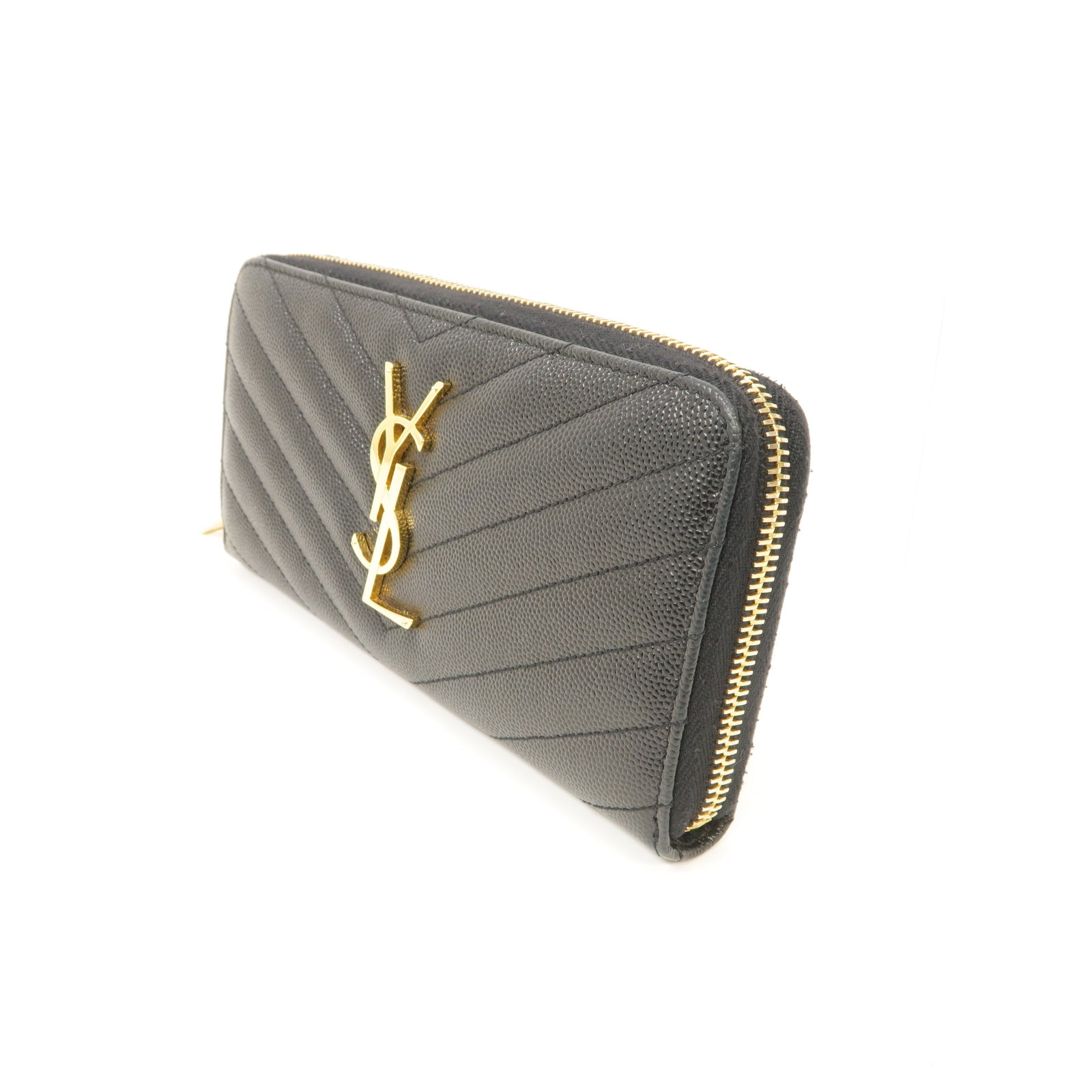 SAINT LAURENT 牛皮皮革Long Wallet金扣長錢包黑色