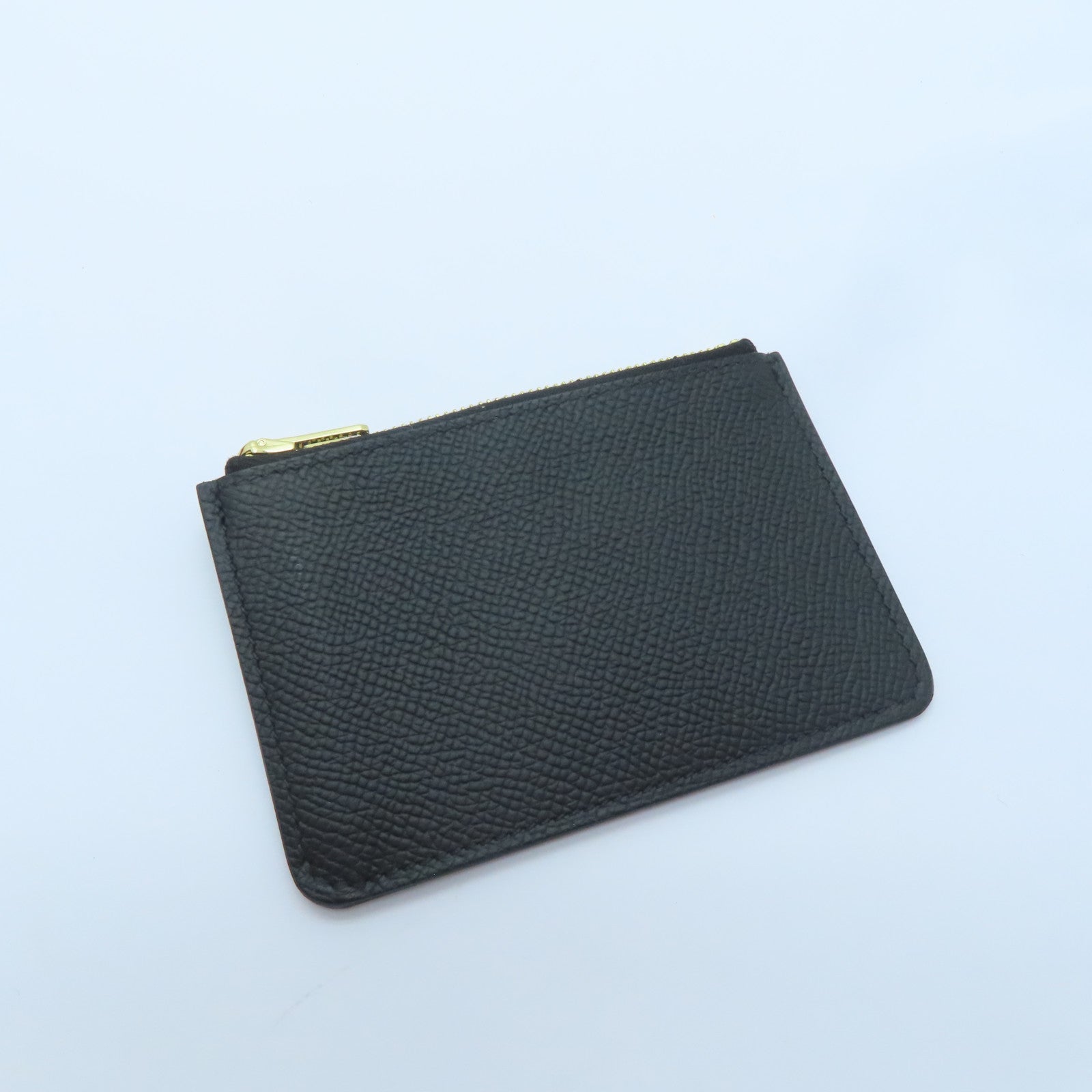 HERMES Epsom皮革Constance Slim金扣卡片套Noir黑色