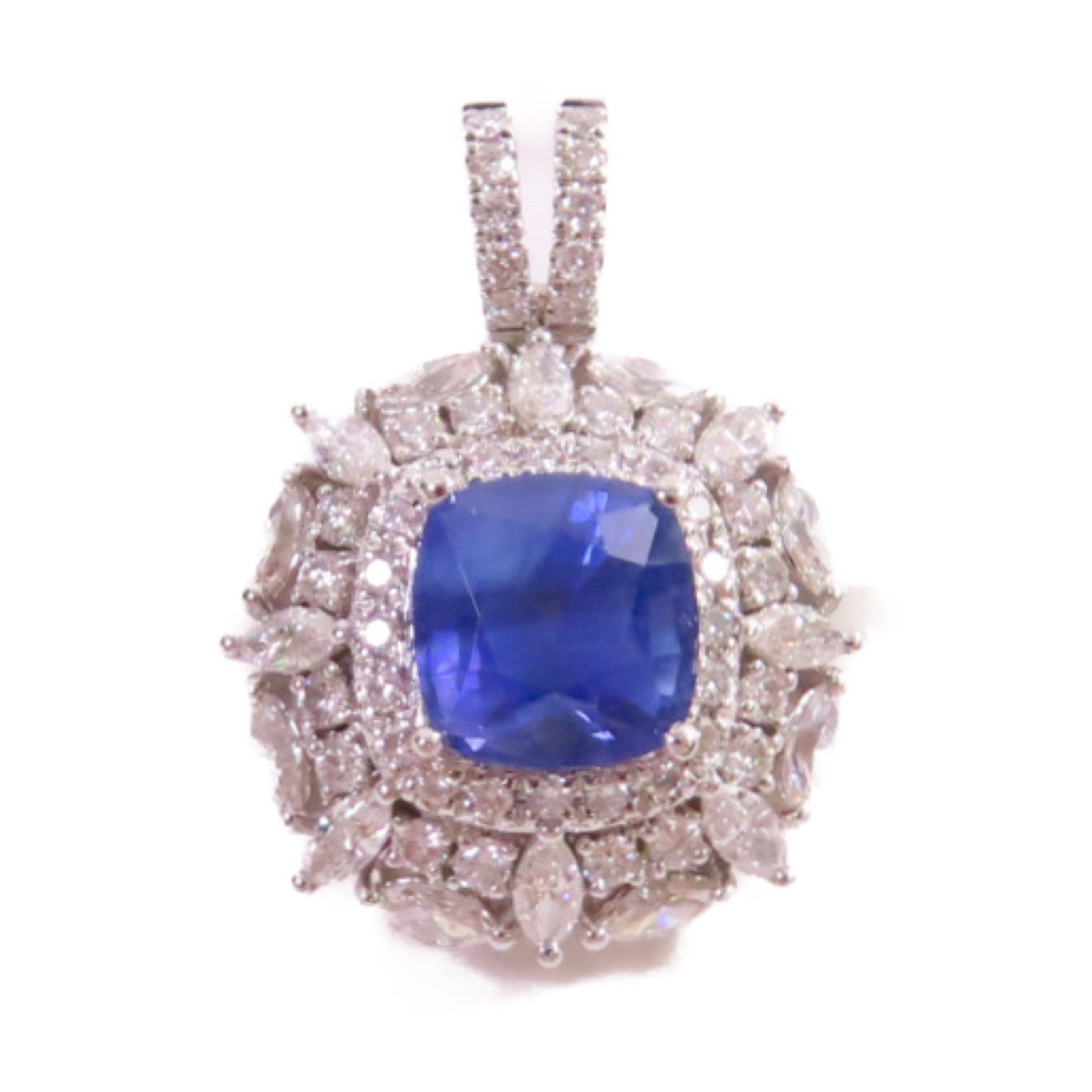 JEWELRY 18K白金/0.88ct/2.10ct鑽石Sapphire Diamond Pendant Top吊墜頭扣