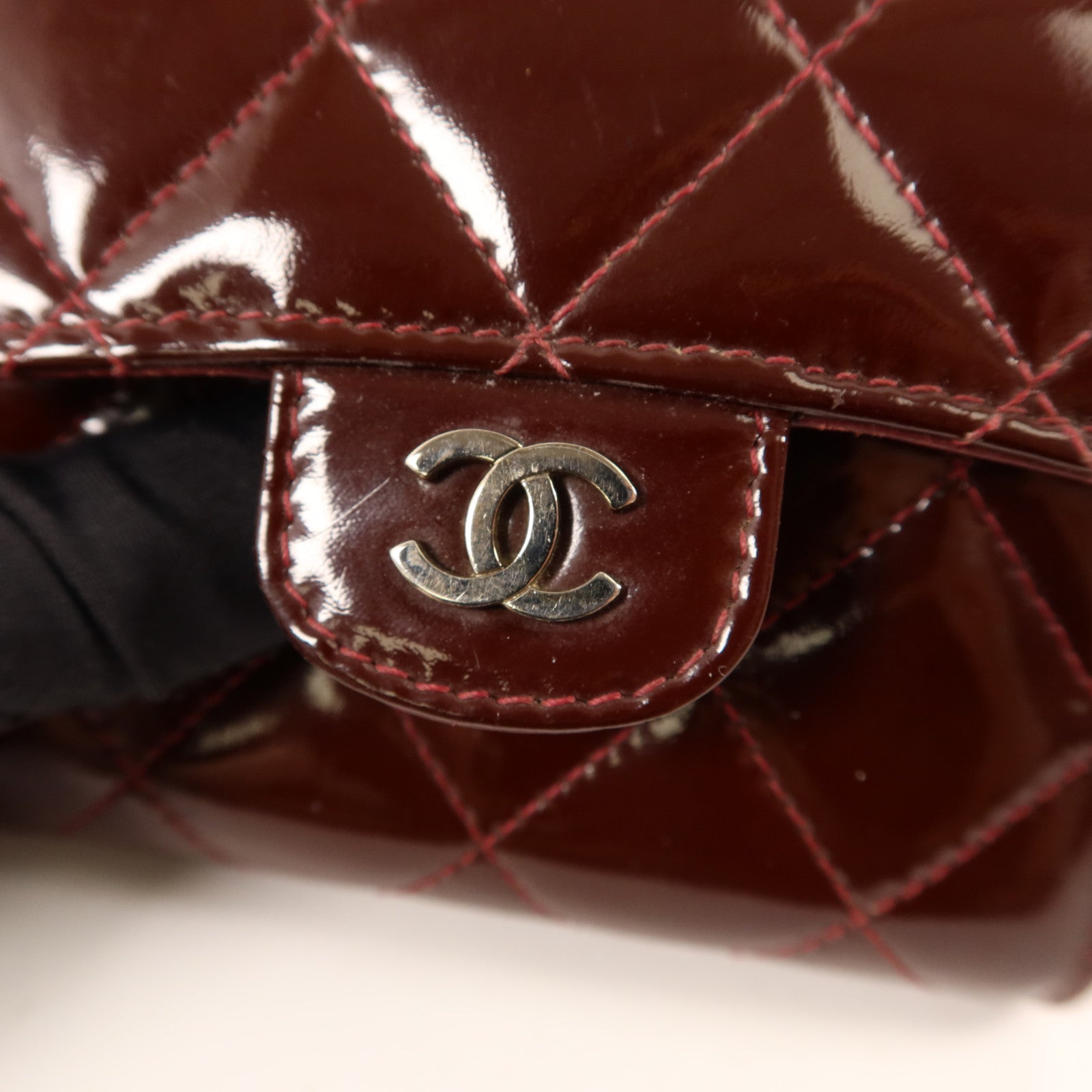 CHANEL 漆皮皮革Card Case銀扣卡片套