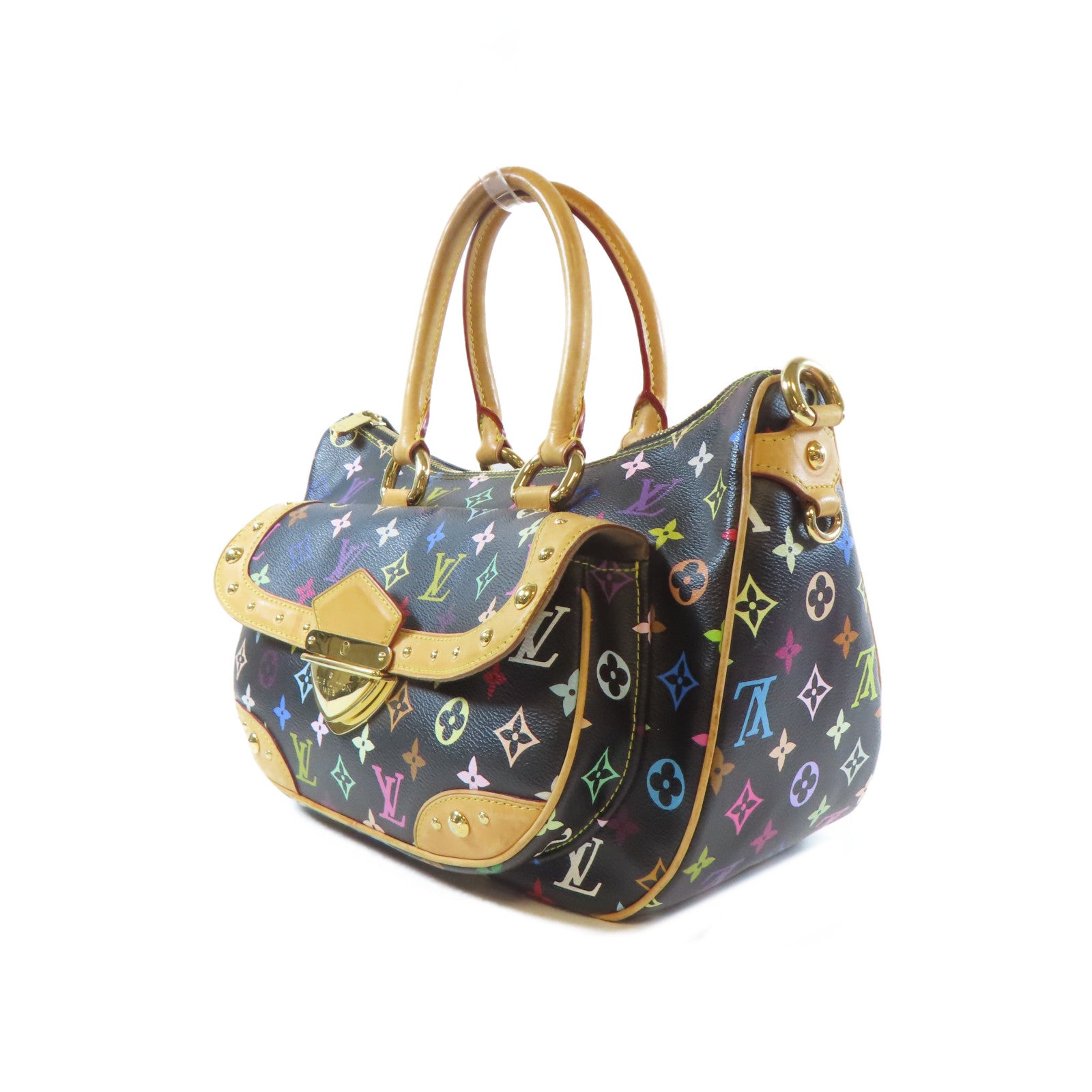 LOUIS VUITTON 【清倉大減價】Monogram Multicolore Rita金扣手挽袋黑色/彩色