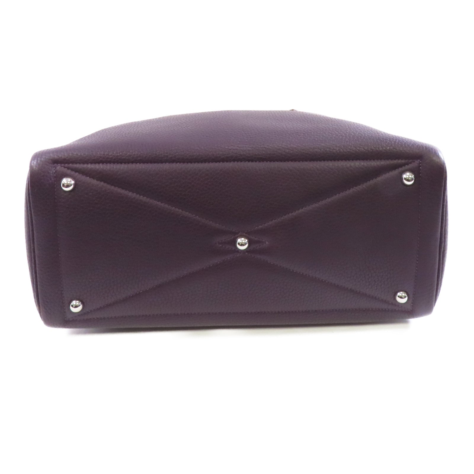 HERMES Clemence皮革Victoria 35銀扣肩背袋Raisin/紫色