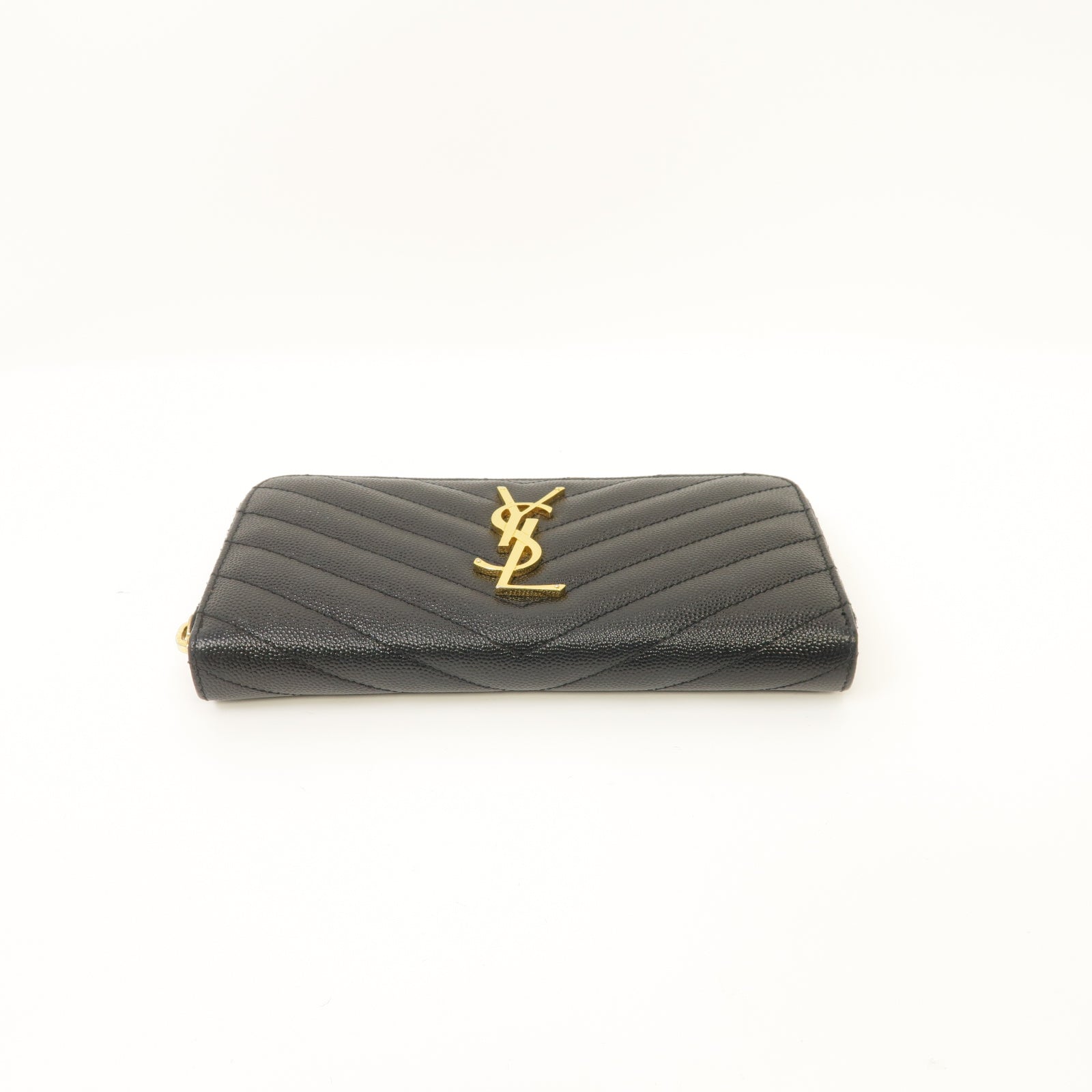 SAINT LAURENT 牛皮皮革Long Wallet金扣長錢包黑色