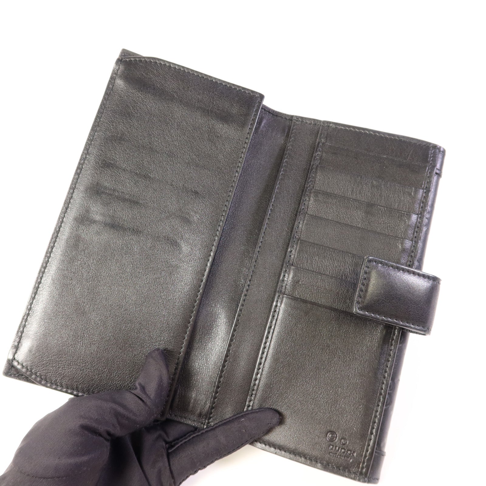 GUCCI 牛皮皮革Long Bifold Wallet銀扣長錢包