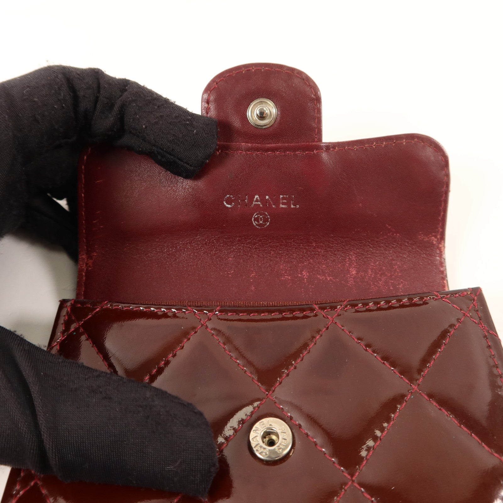CHANEL 漆皮皮革Card Case銀扣卡片套