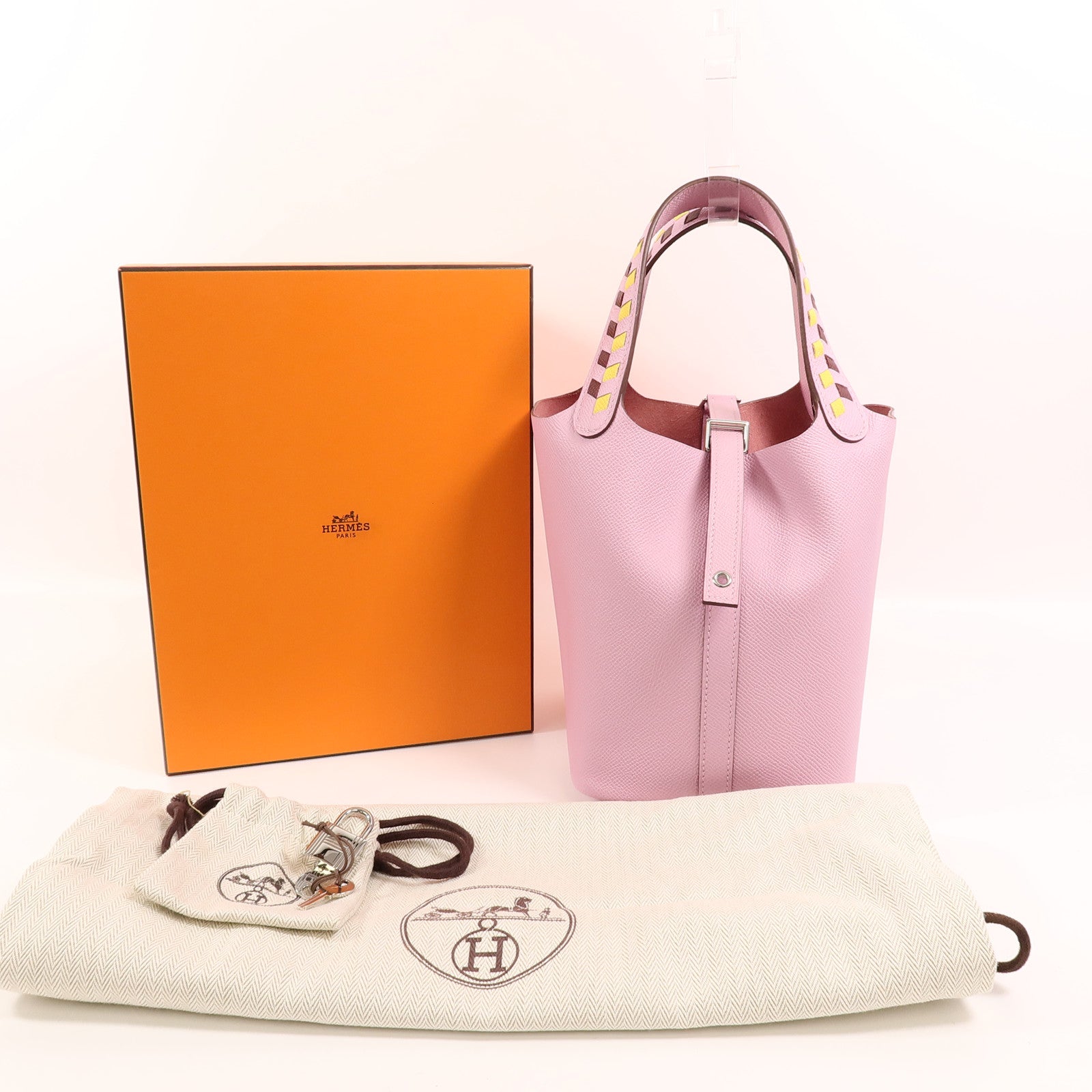 HERMES Epsom皮革Picotin PM手挽袋Mauve Sylvestre