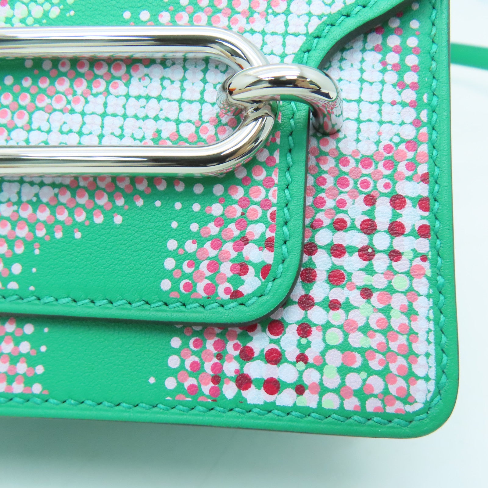 HERMES [Sharp Discount] Swift Leather Mini Roulis Circuit Shoulder Silver Buckle Shoulder Bag Green