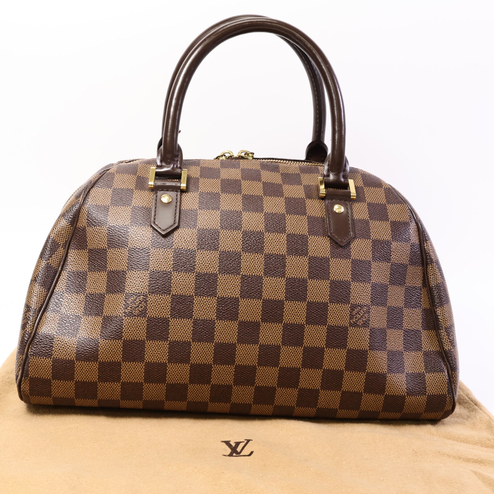 LOUIS VUITTON Damier Ribera MM金扣手挽袋