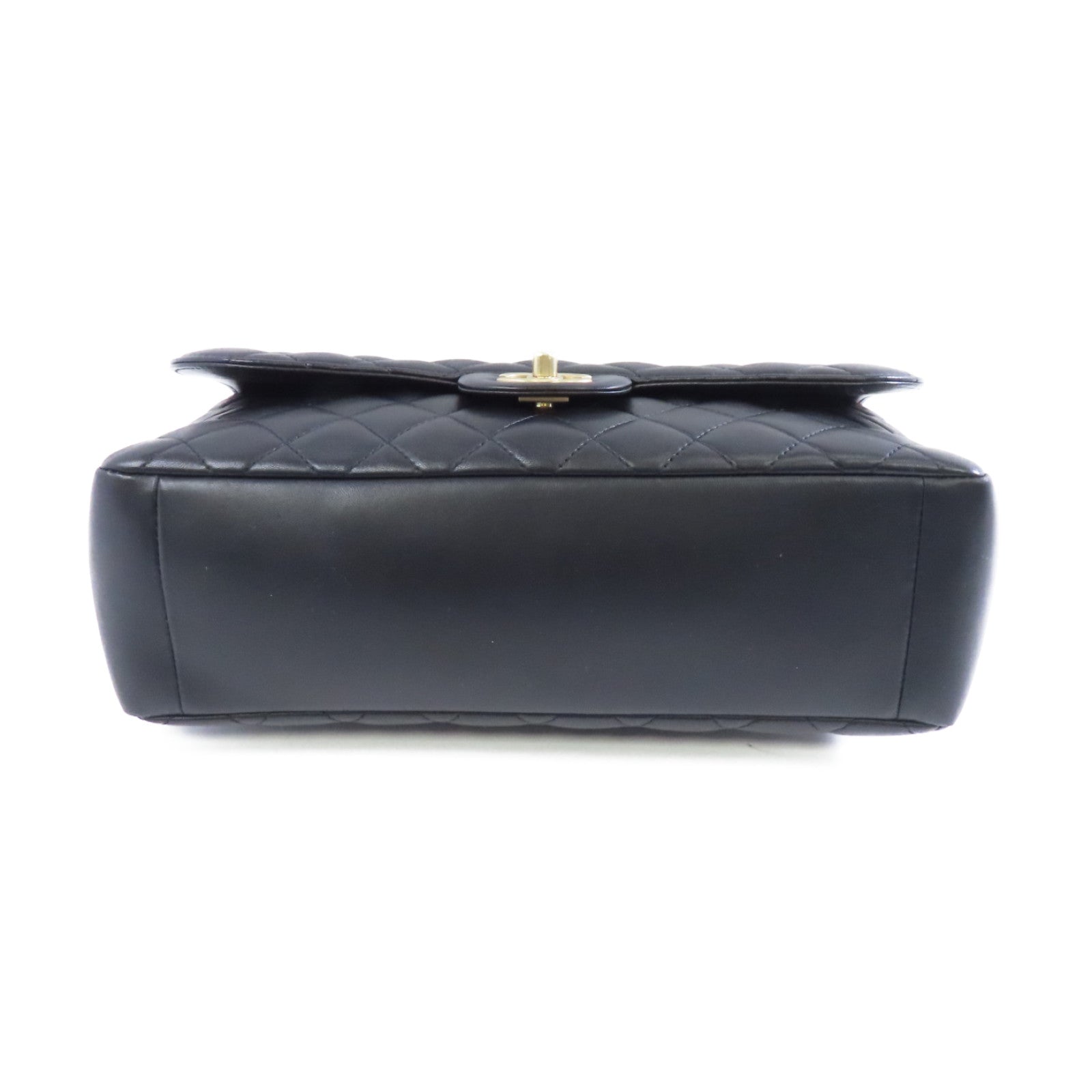 CHANEL 菱格牛皮皮革Chain Shoulder Bag金扣鏈帶肩背袋黑色