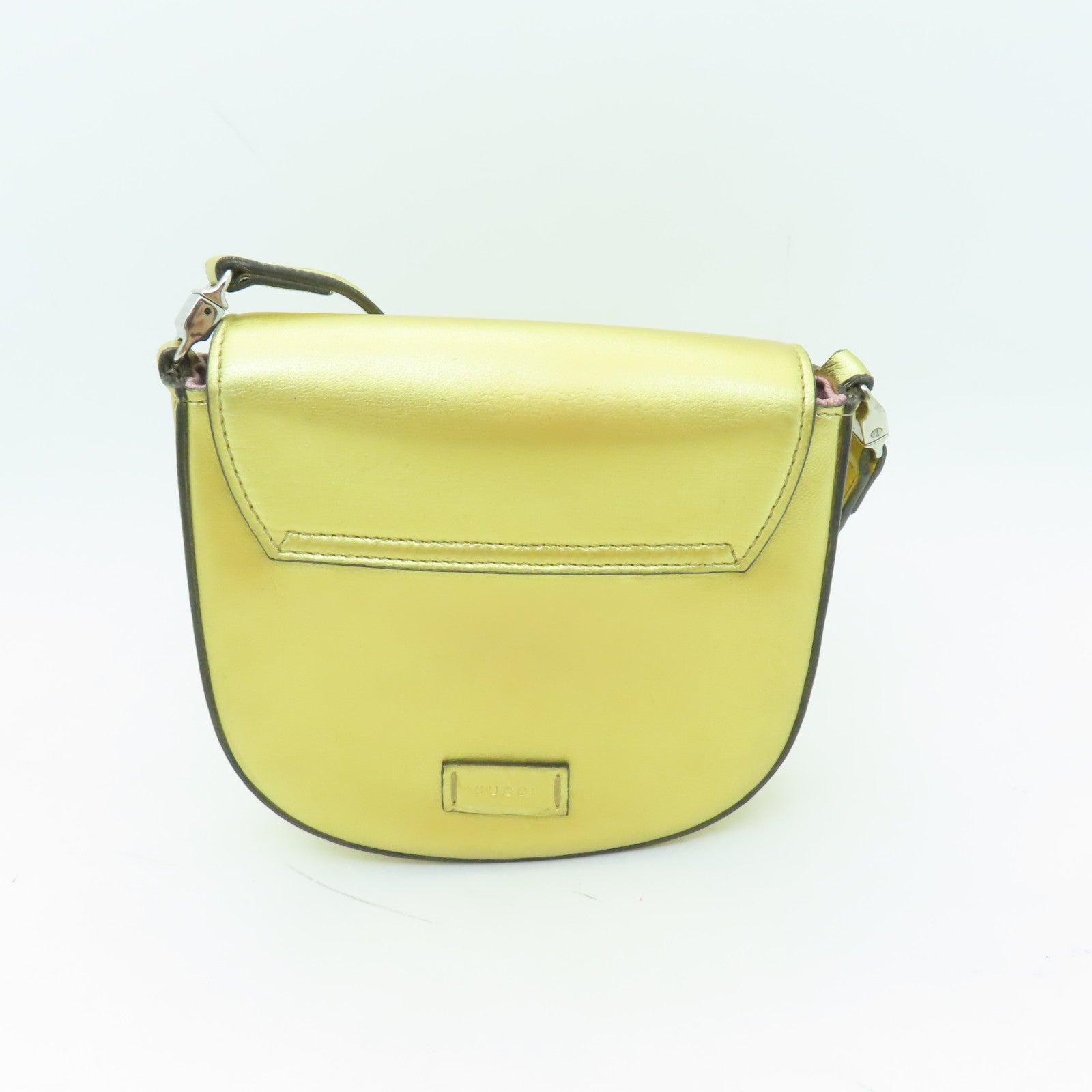 GUCCI 【清倉大減價】皮革Shoulder Bag銀扣肩背袋金色