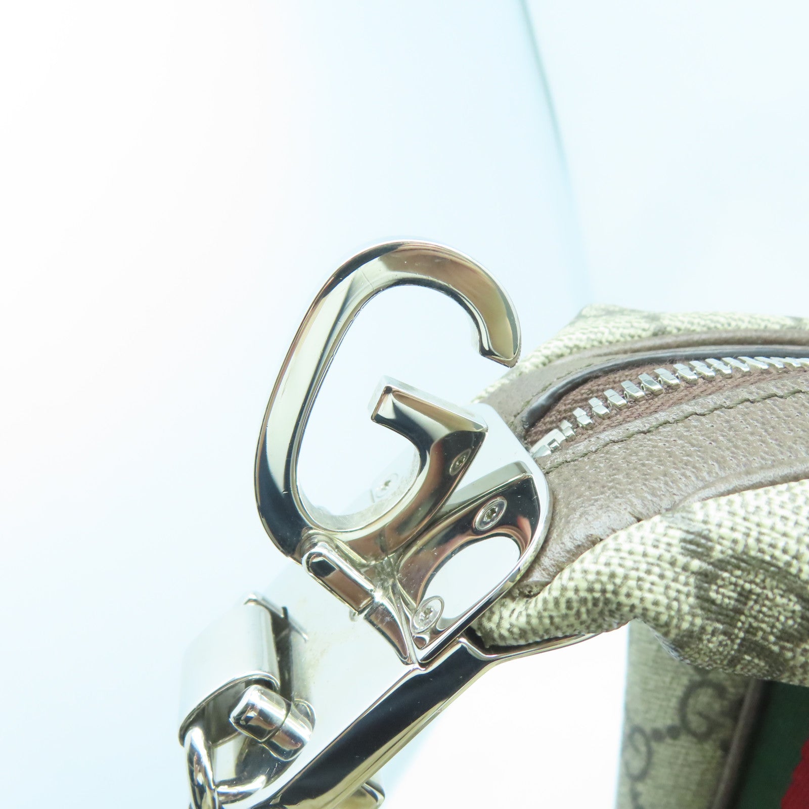 GUCCI 【激減優惠】塗層帆布2Way Shoulder銀扣手挽肩背兩用袋啡色