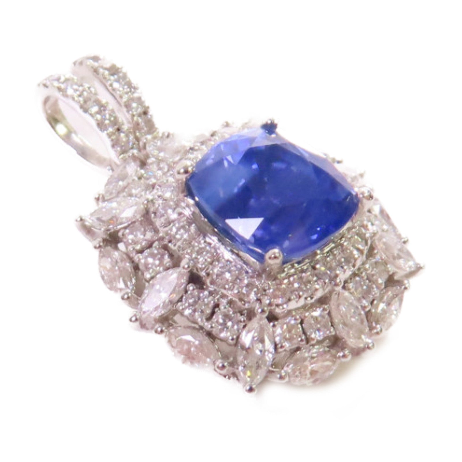 JEWELRY 18K白金/0.88ct/2.10ct鑽石Sapphire Diamond Pendant Top吊墜頭扣