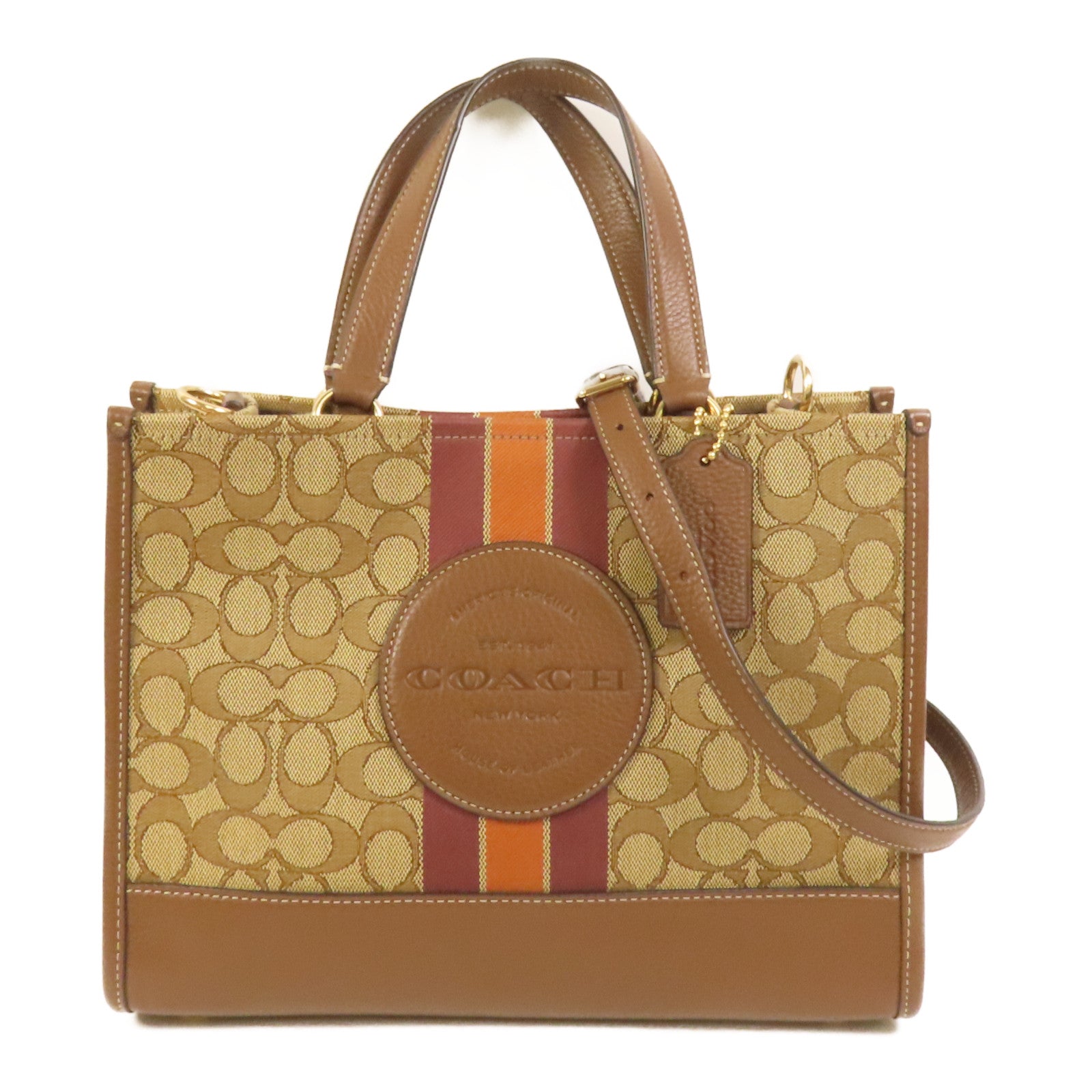 COACH 帆布2 Way Shoulder金扣手挽肩背兩用袋