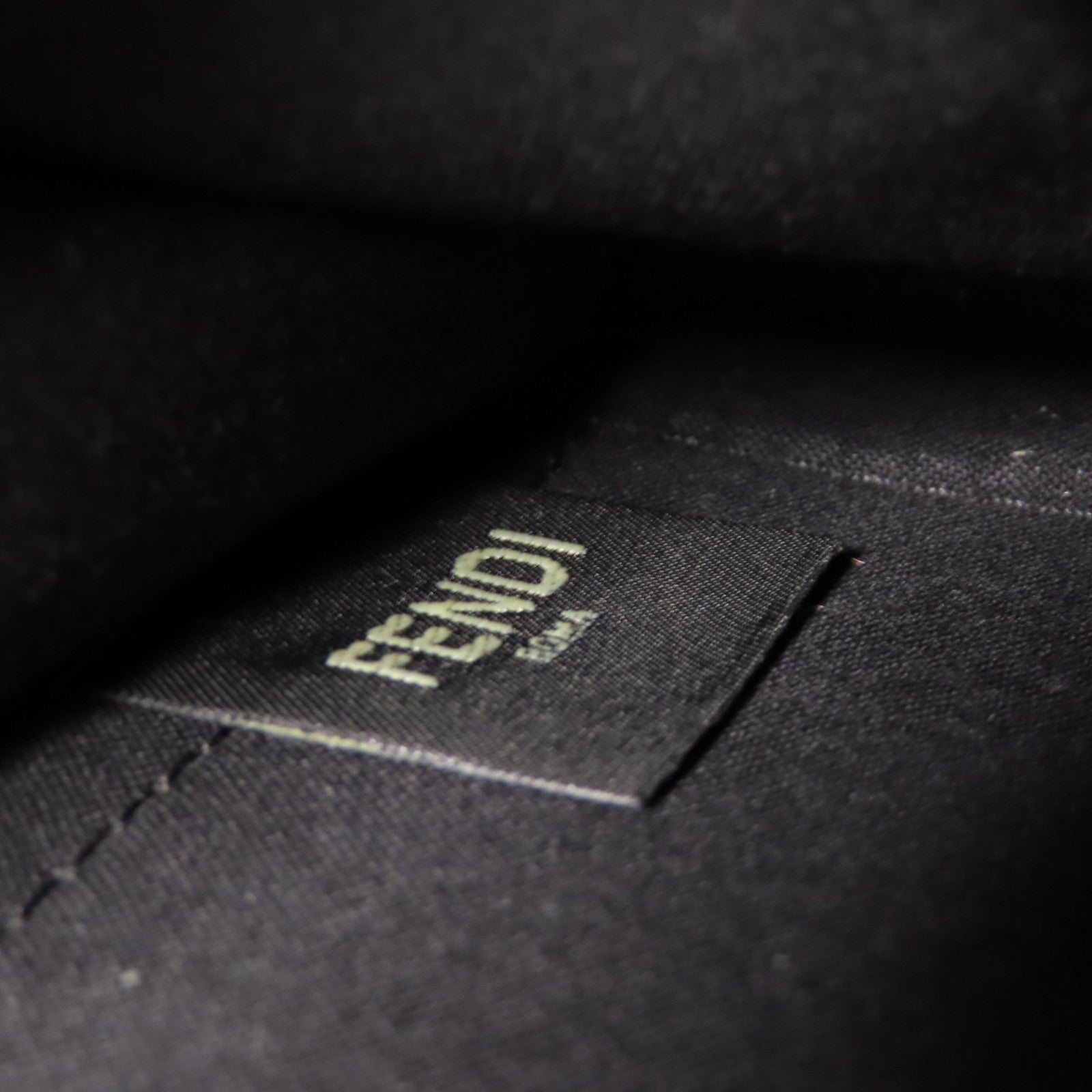 FENDI 帆布Double Baguette銀扣肩背袋棕色