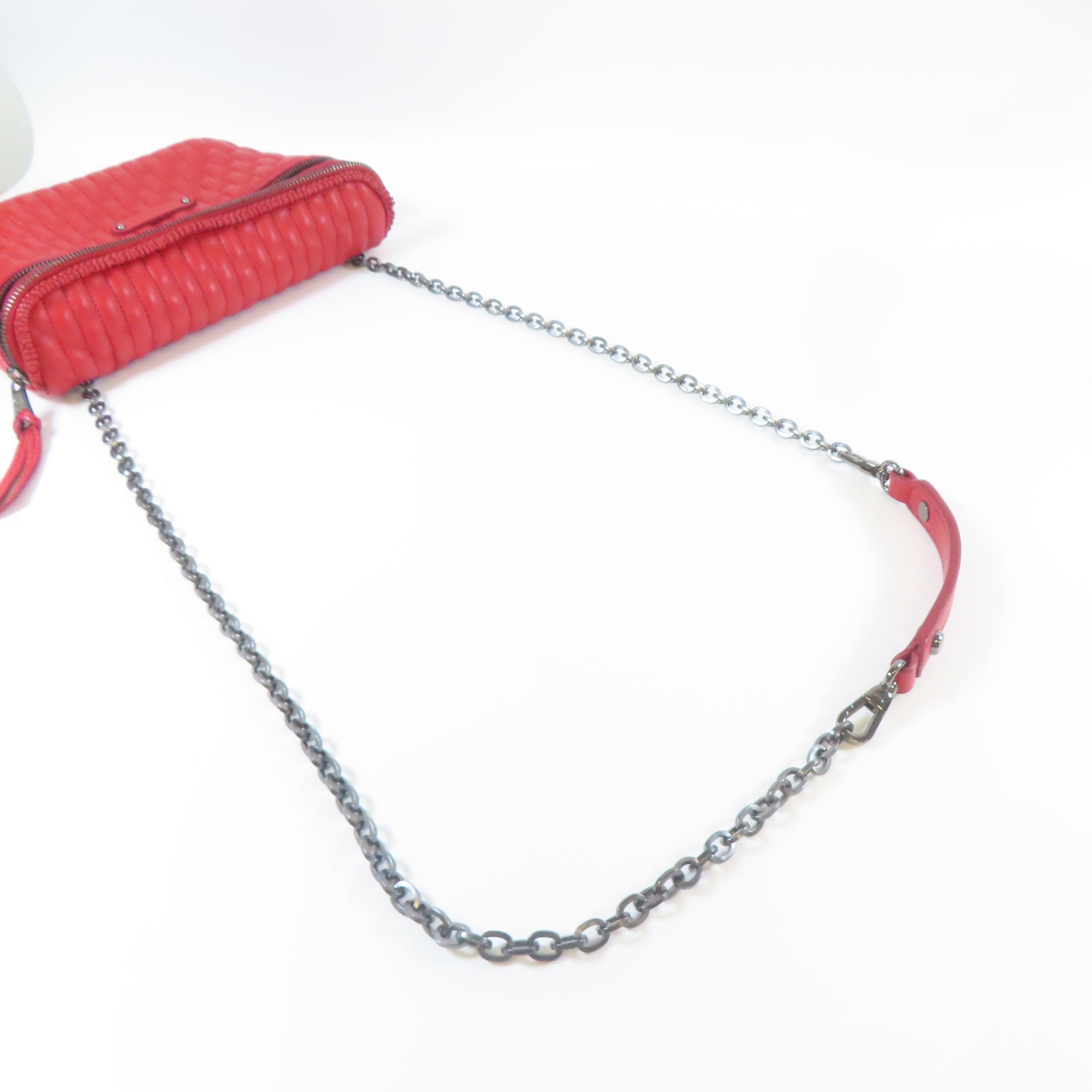 Longchamp 【激減優惠】牛皮皮革Amazone Convertible Belt Bag鏈帶肩背袋/腰包紅色