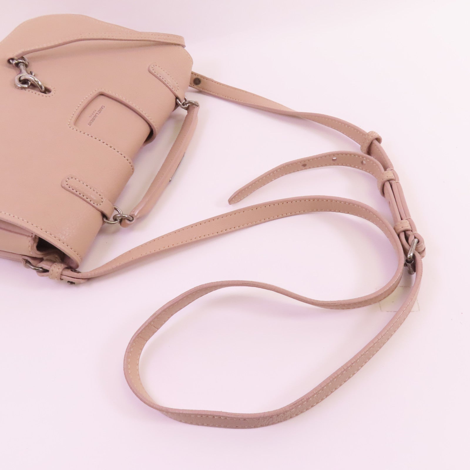 SAINT LAURENT 【激減優惠】牛皮皮革2Way Shoulder Bag銀扣手挽肩背兩用袋