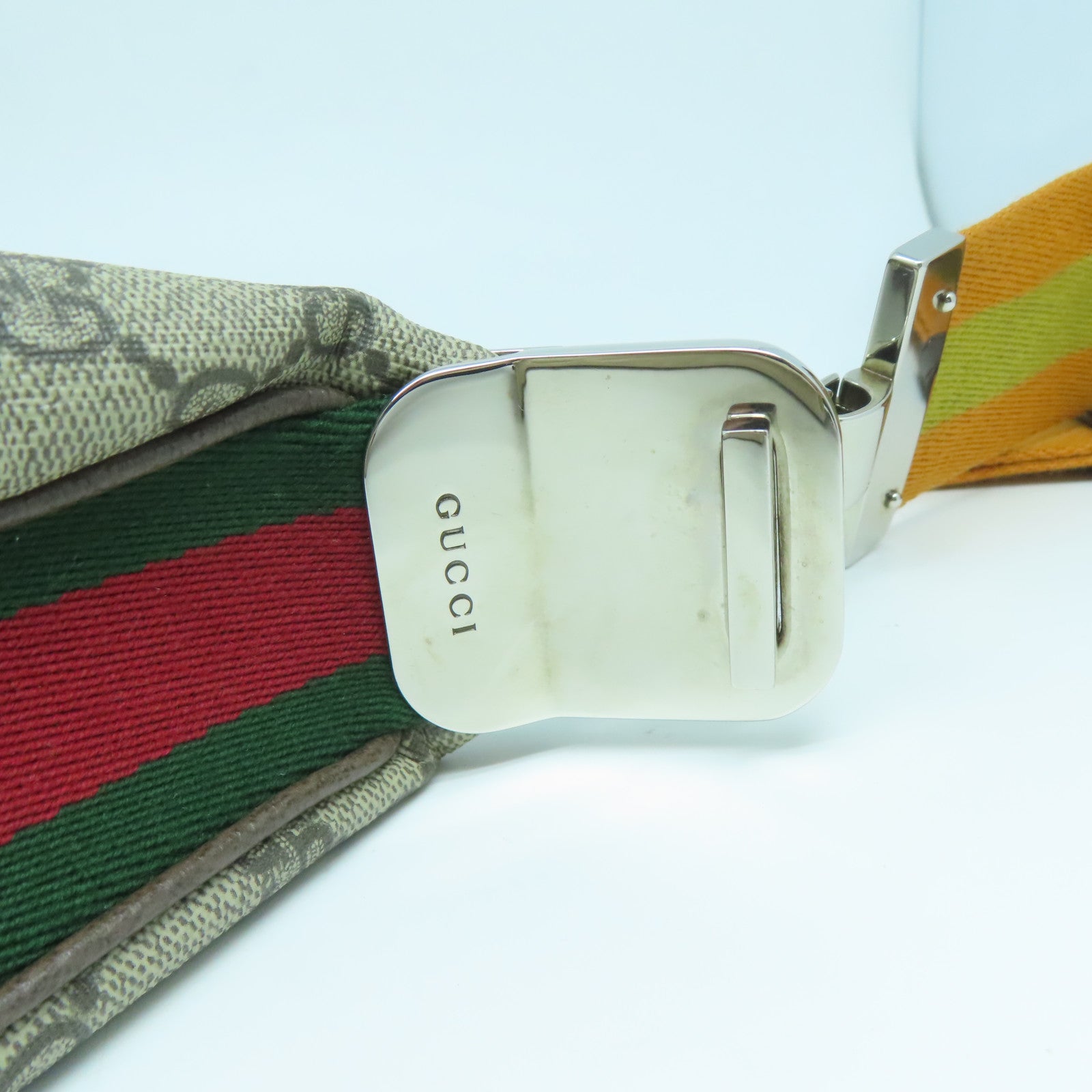 GUCCI 【激減優惠】塗層帆布2Way Shoulder銀扣手挽肩背兩用袋啡色