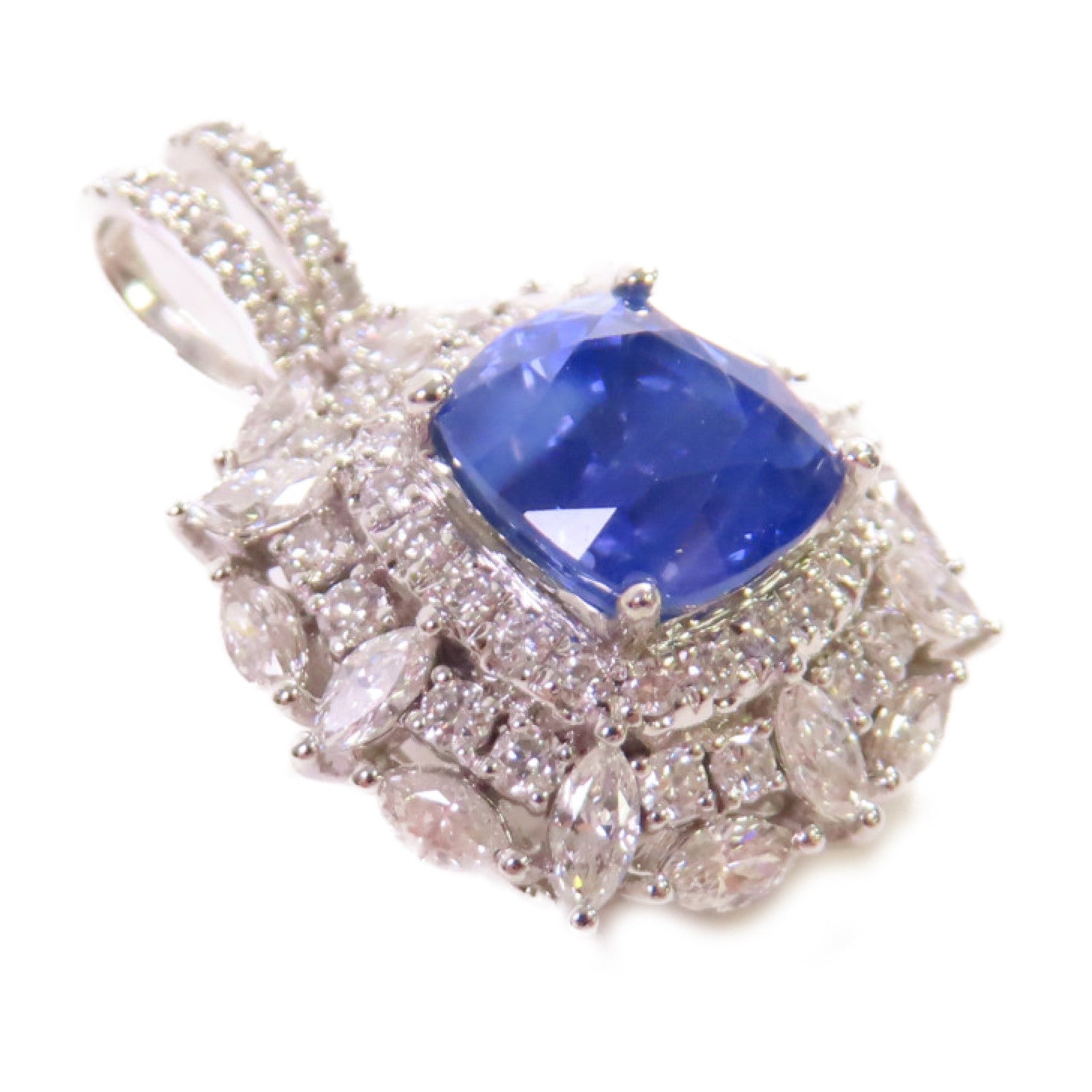 JEWELRY 18K白金/0.88ct/2.10ct鑽石Sapphire Diamond Pendant Top吊墜頭扣