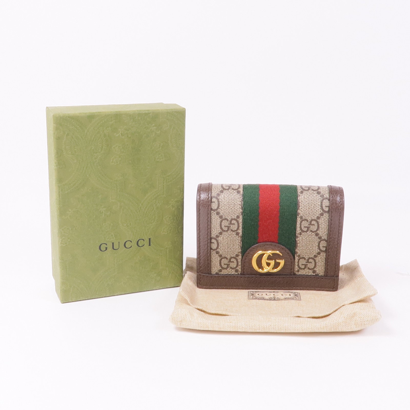 GUCCI 塗層帆布Ophidia GG金扣錢包