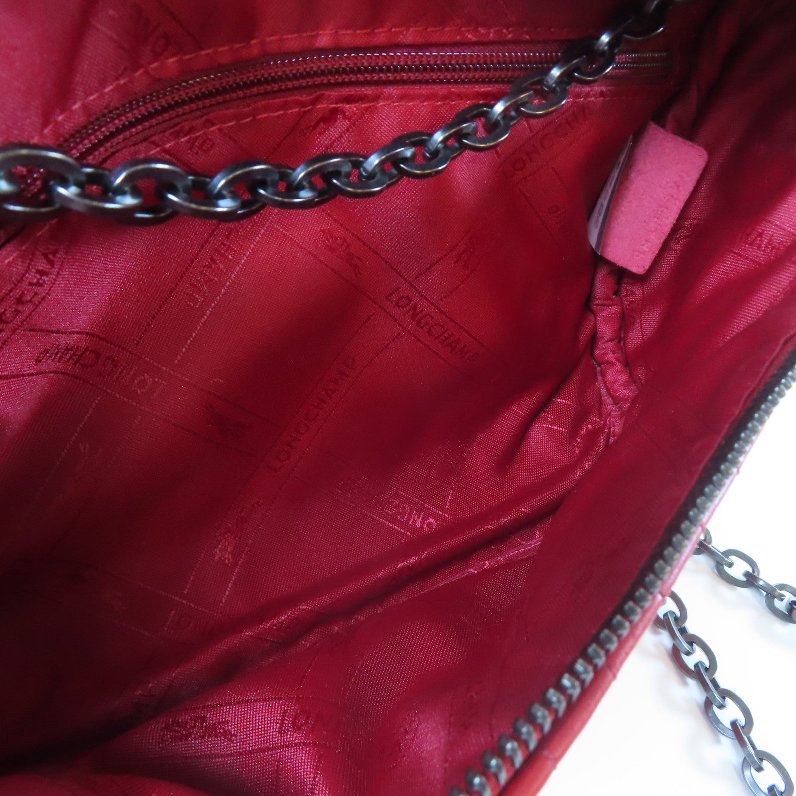 Longchamp 【激減優惠】牛皮皮革Amazone Convertible Belt Bag鏈帶肩背袋/腰包紅色