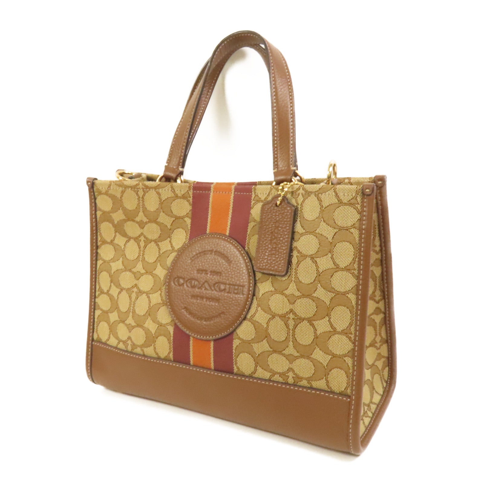 COACH 帆布2 Way Shoulder金扣手挽肩背兩用袋