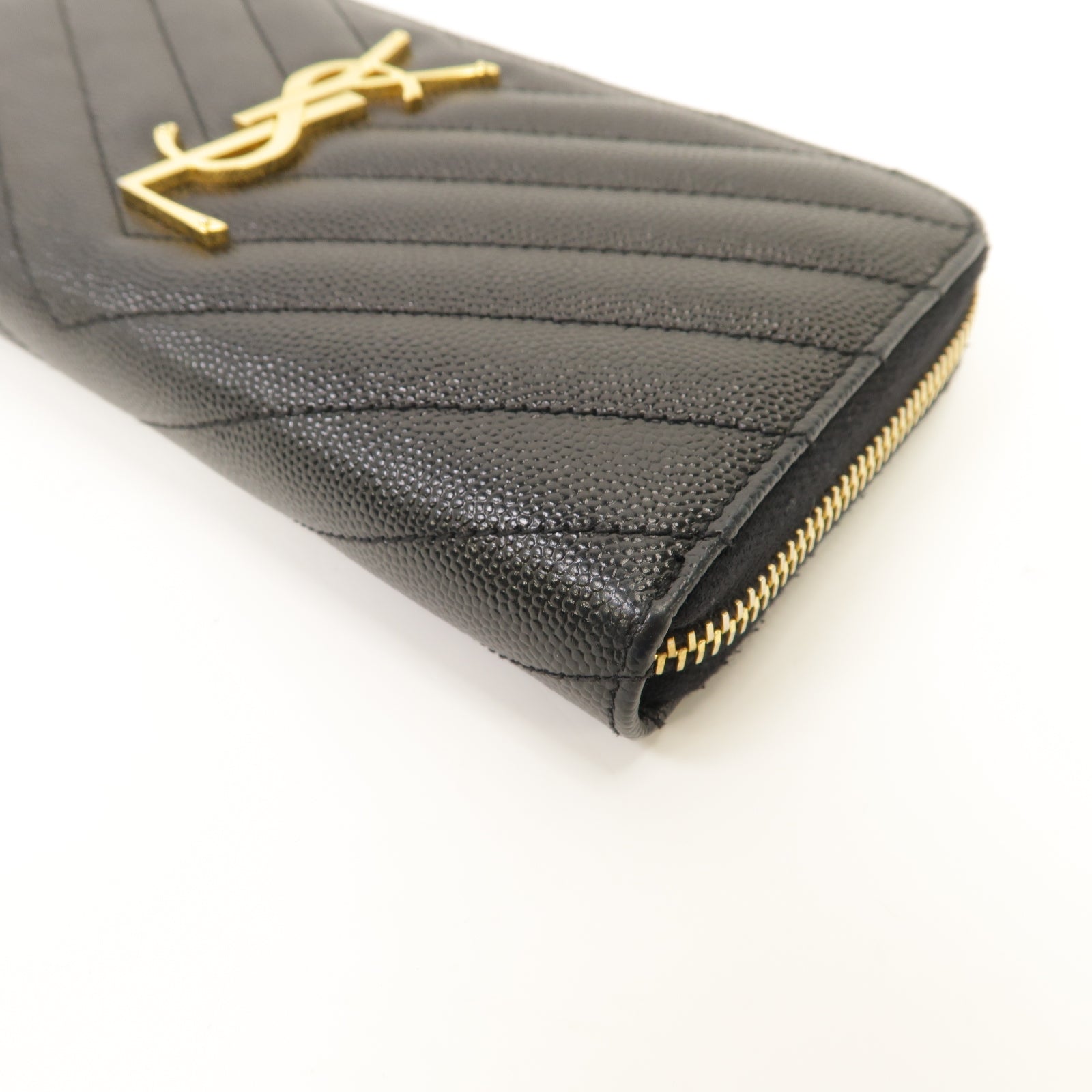 SAINT LAURENT 牛皮皮革Long Wallet金扣長錢包黑色